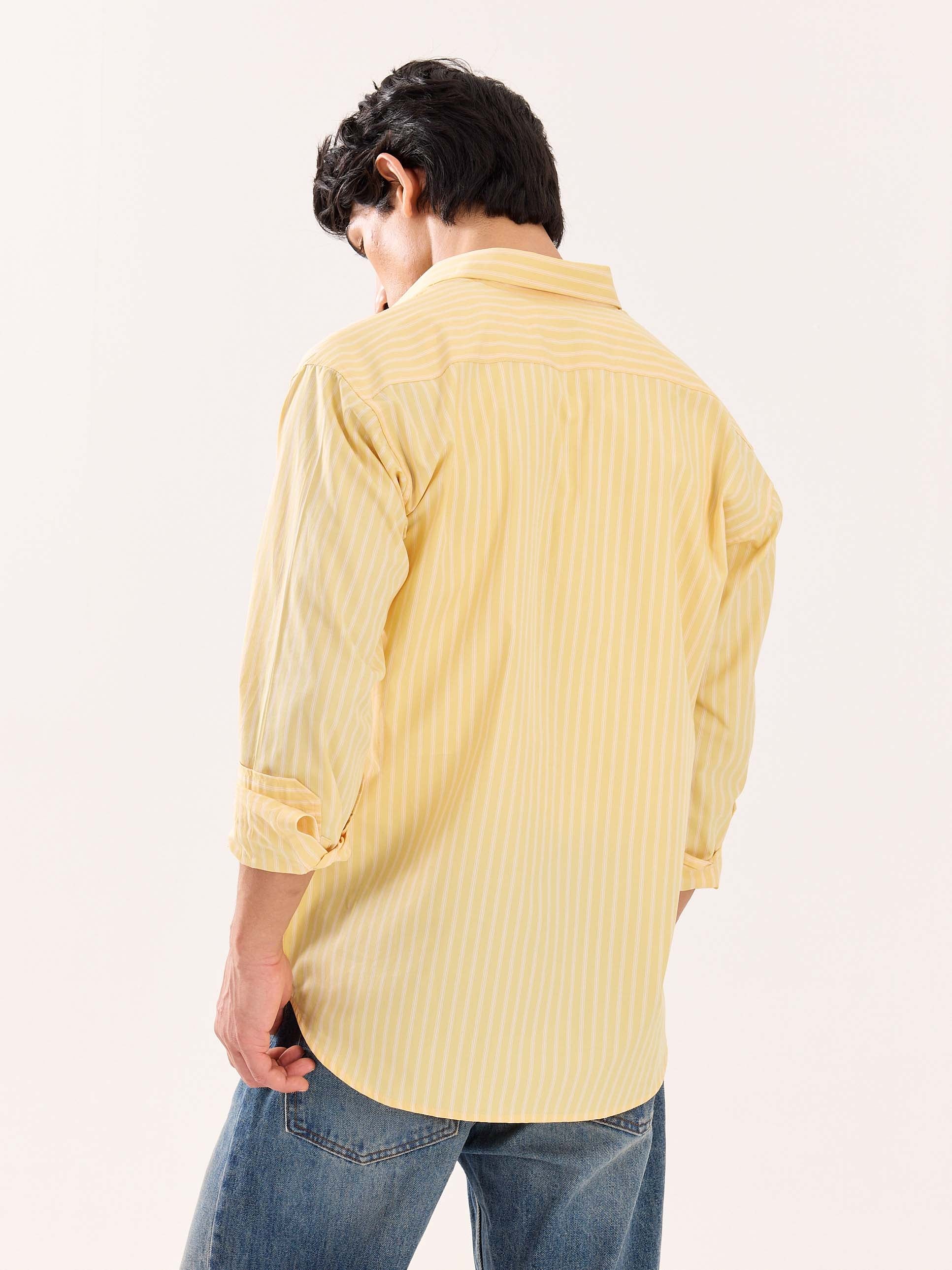 Butter Yellow Striped Poplin Shirt - Image 8
