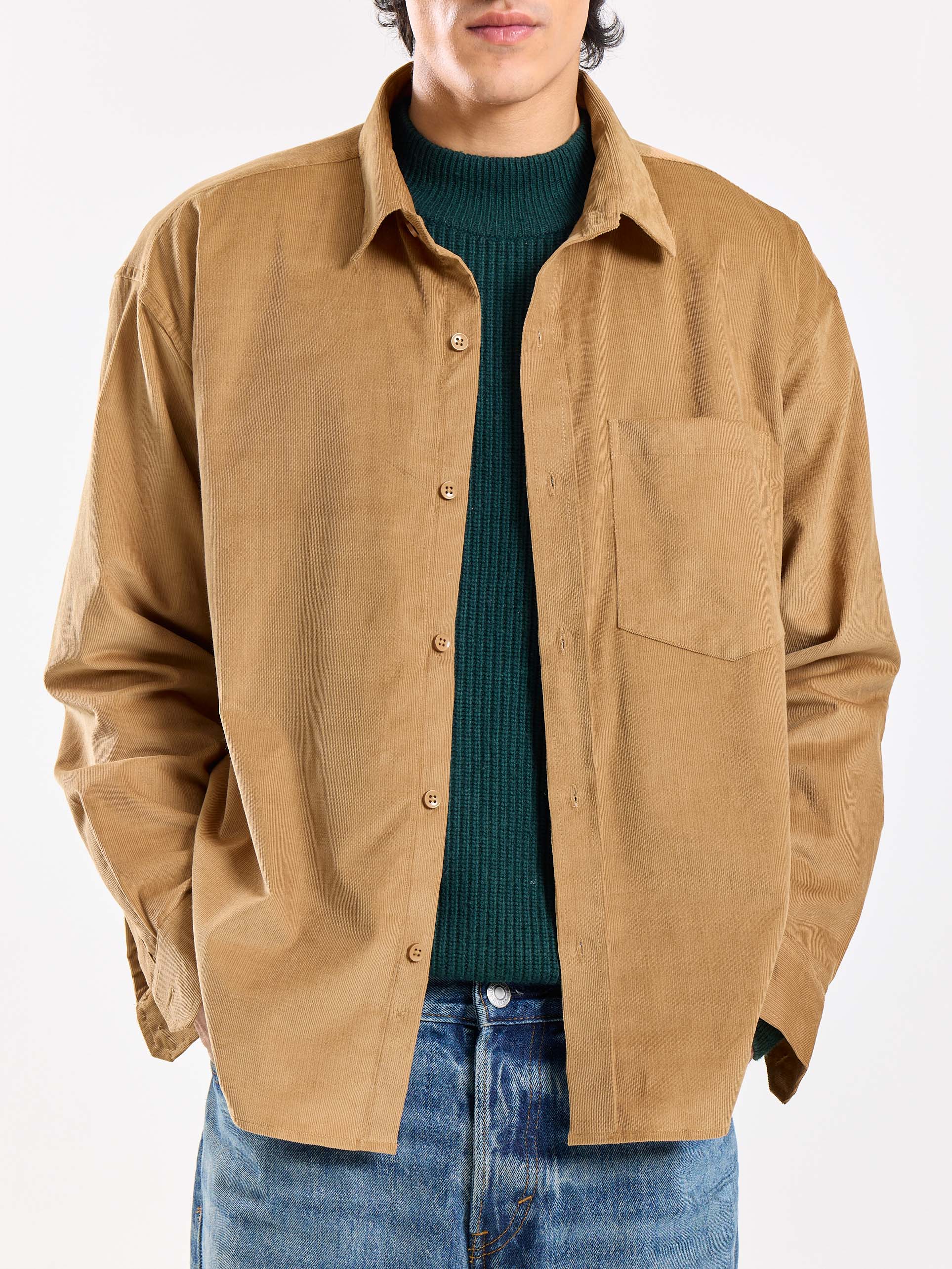Camel Corduroy Oversized Shirt - Image 5
