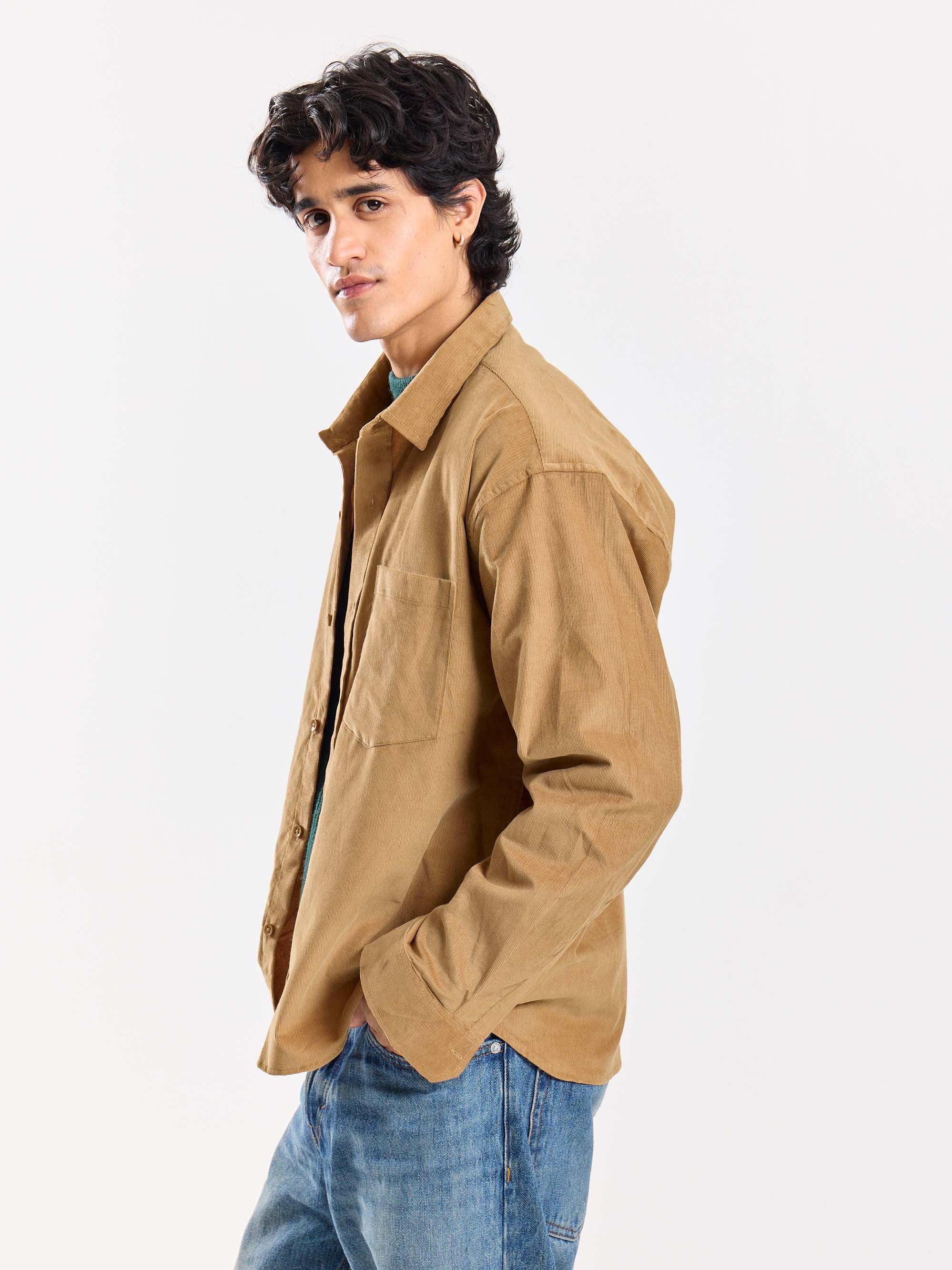 Camel Corduroy Oversized Shirt - Image 6