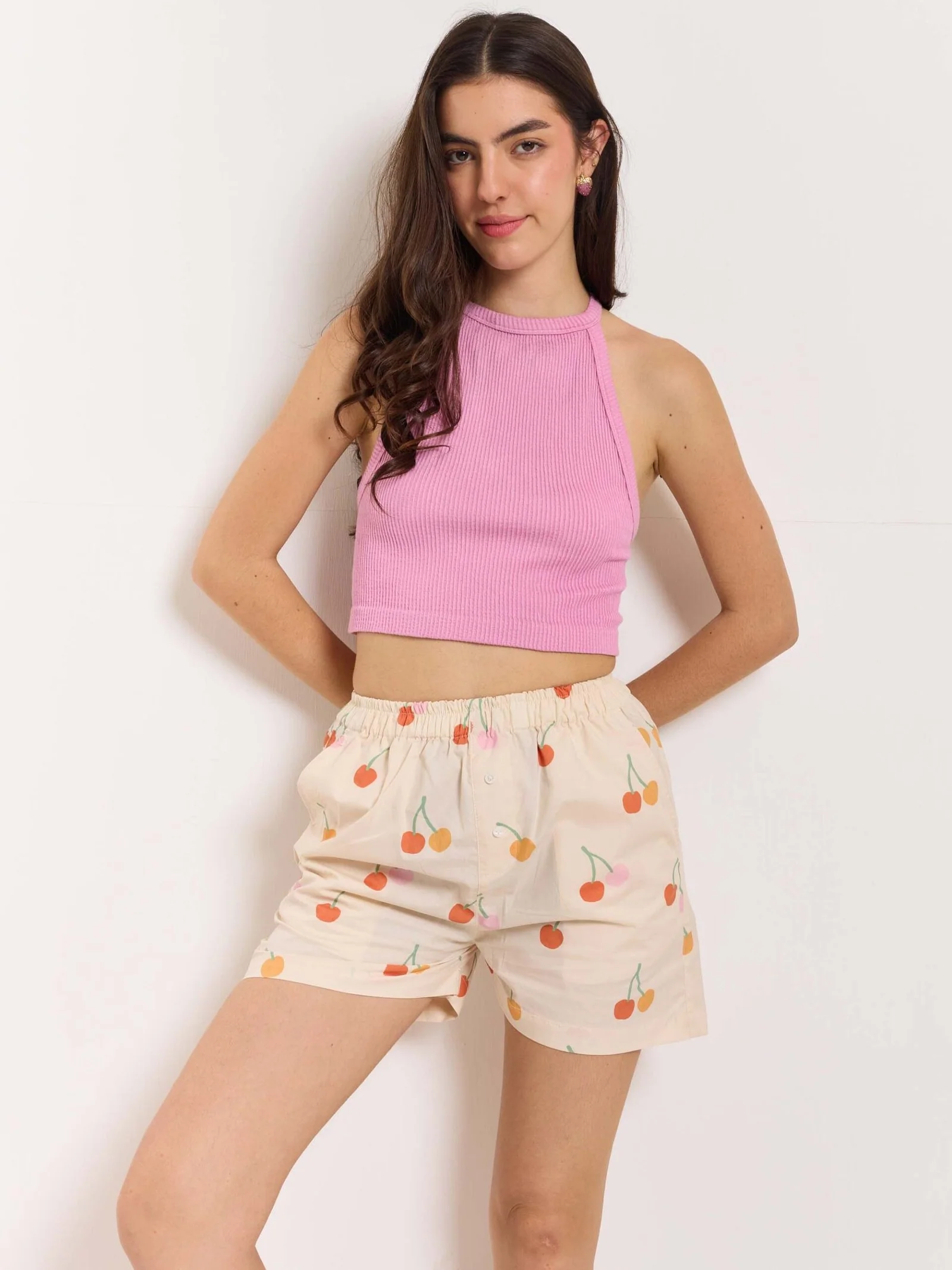 Cherry Printed Poplin Shorts - Image 3