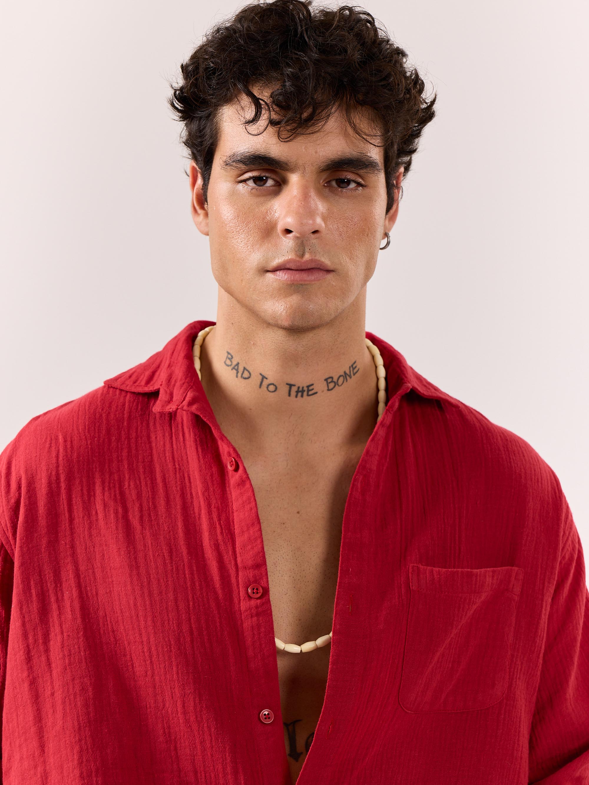 Cherry Red Gauze Holiday Shirt ( Pre-Order ) - Image 4