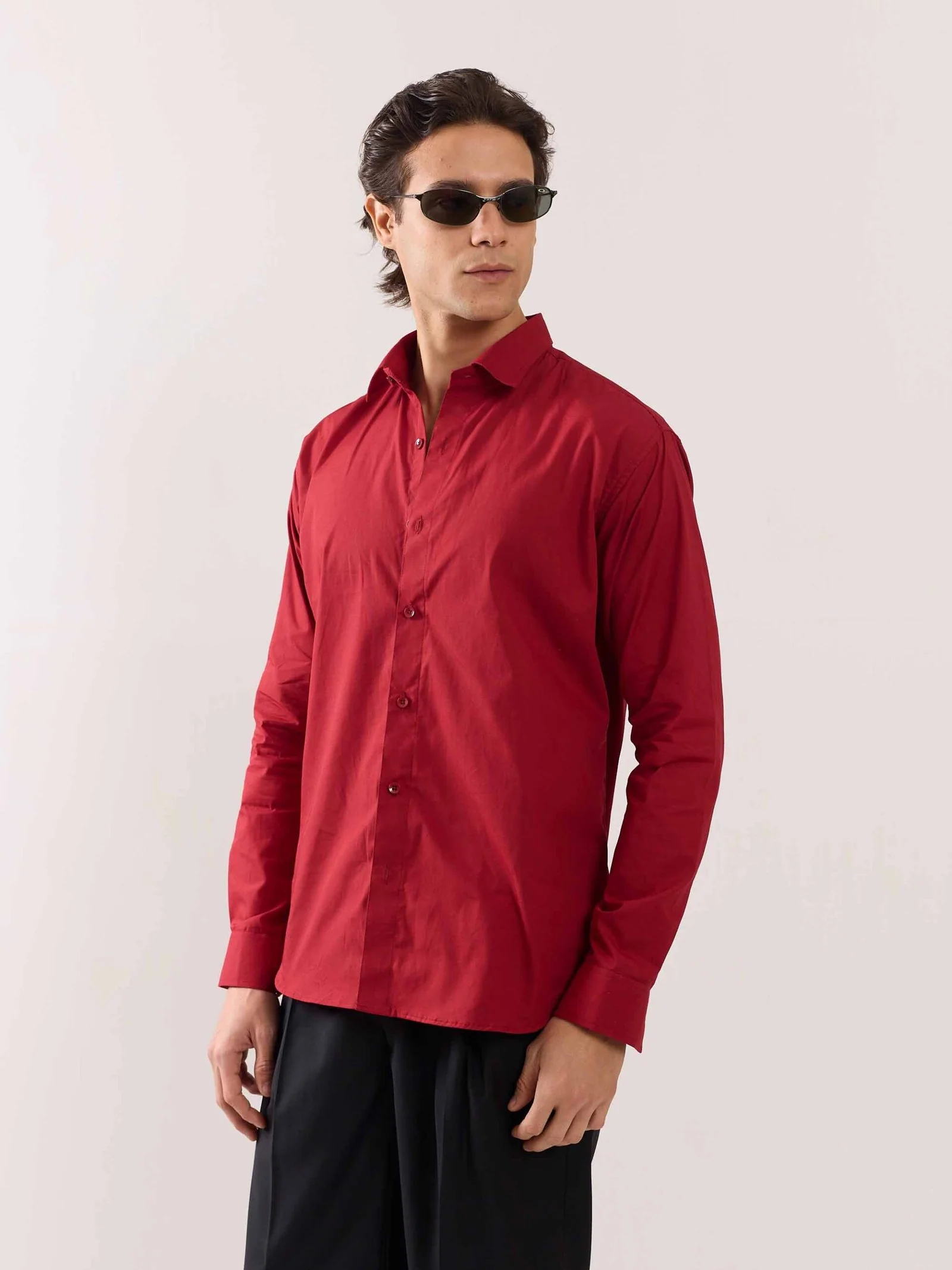 Cherry Red Poplin Shirt - Image 7