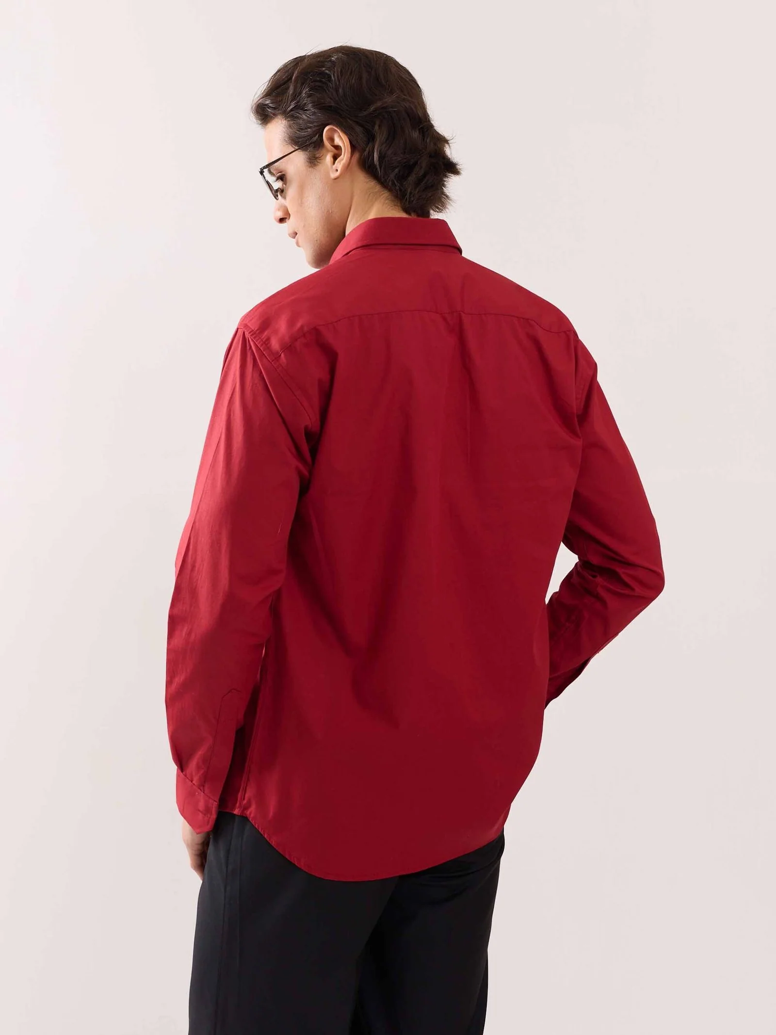 Cherry Red Poplin Shirt - Image 8