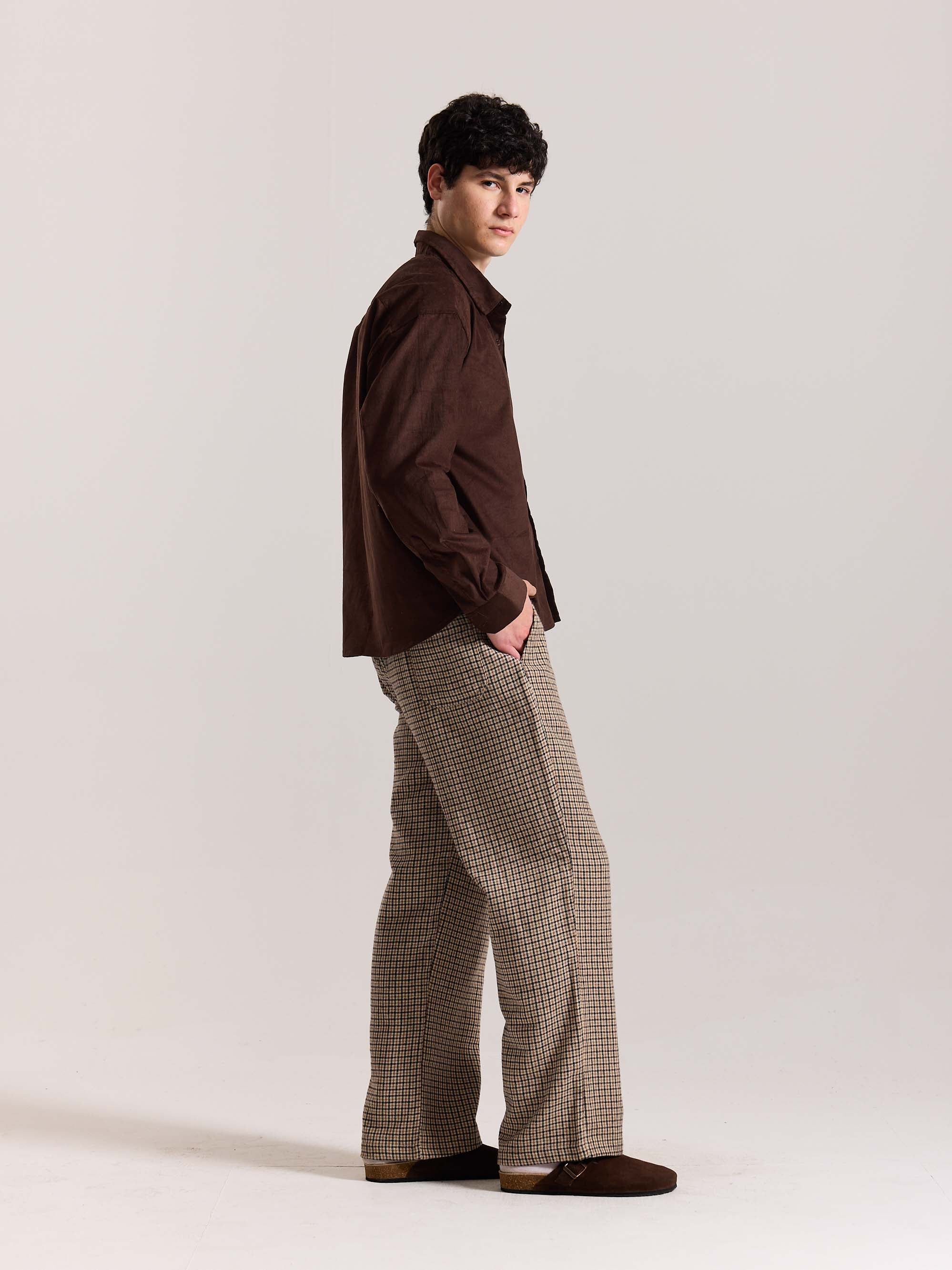 Coffee Brown Corduroy Oversized Shirt - Image 4