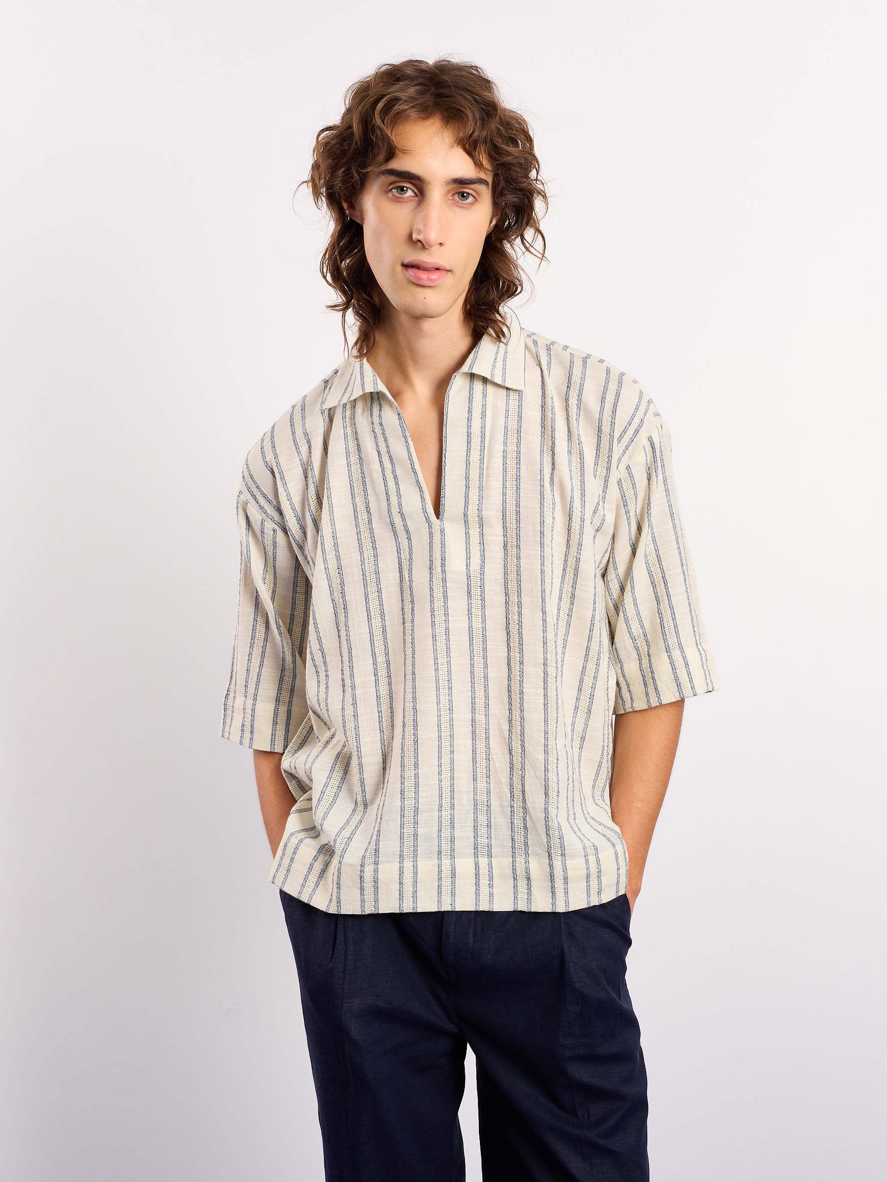 Cream Blue Panelled Pullover - Image 3