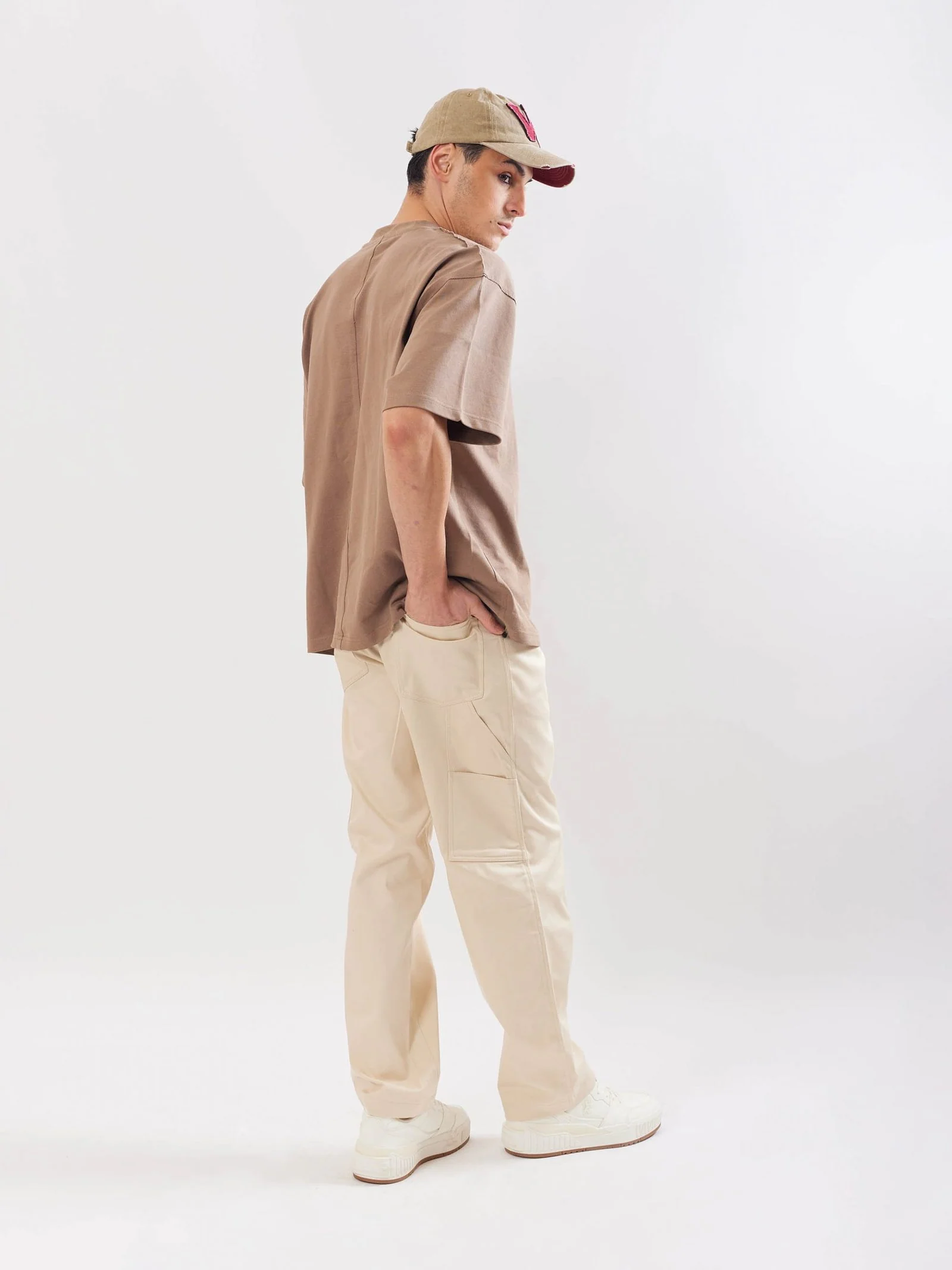 Cream Cargo Trousers - Image 3