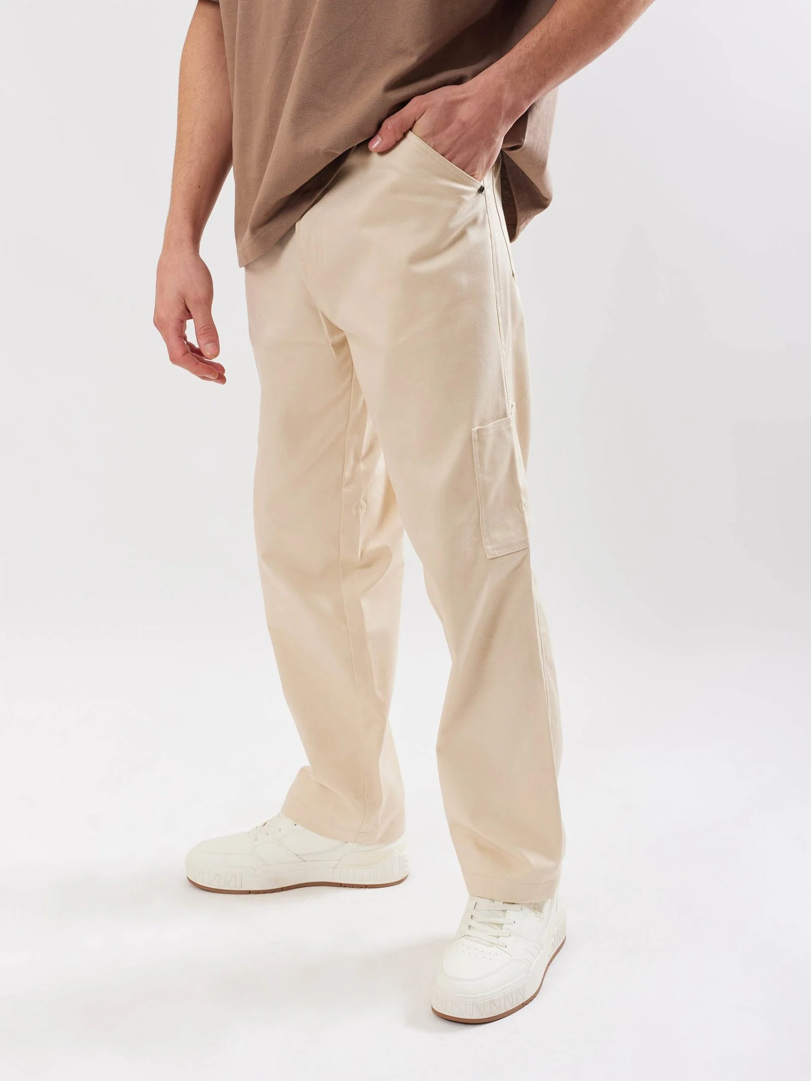 Cream Cargo Trousers - Image 5