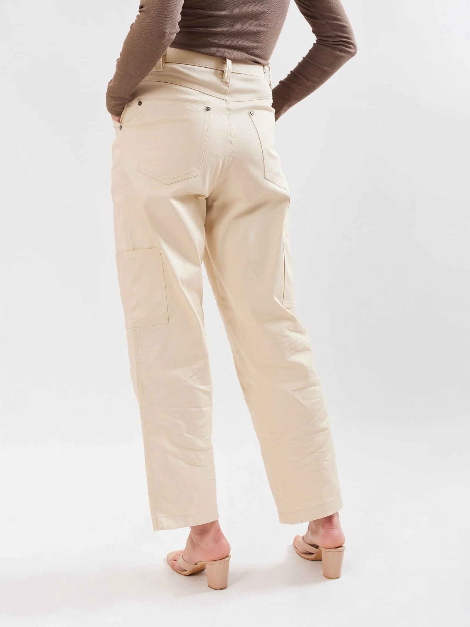 Cream Cargo Trousers - Image 7