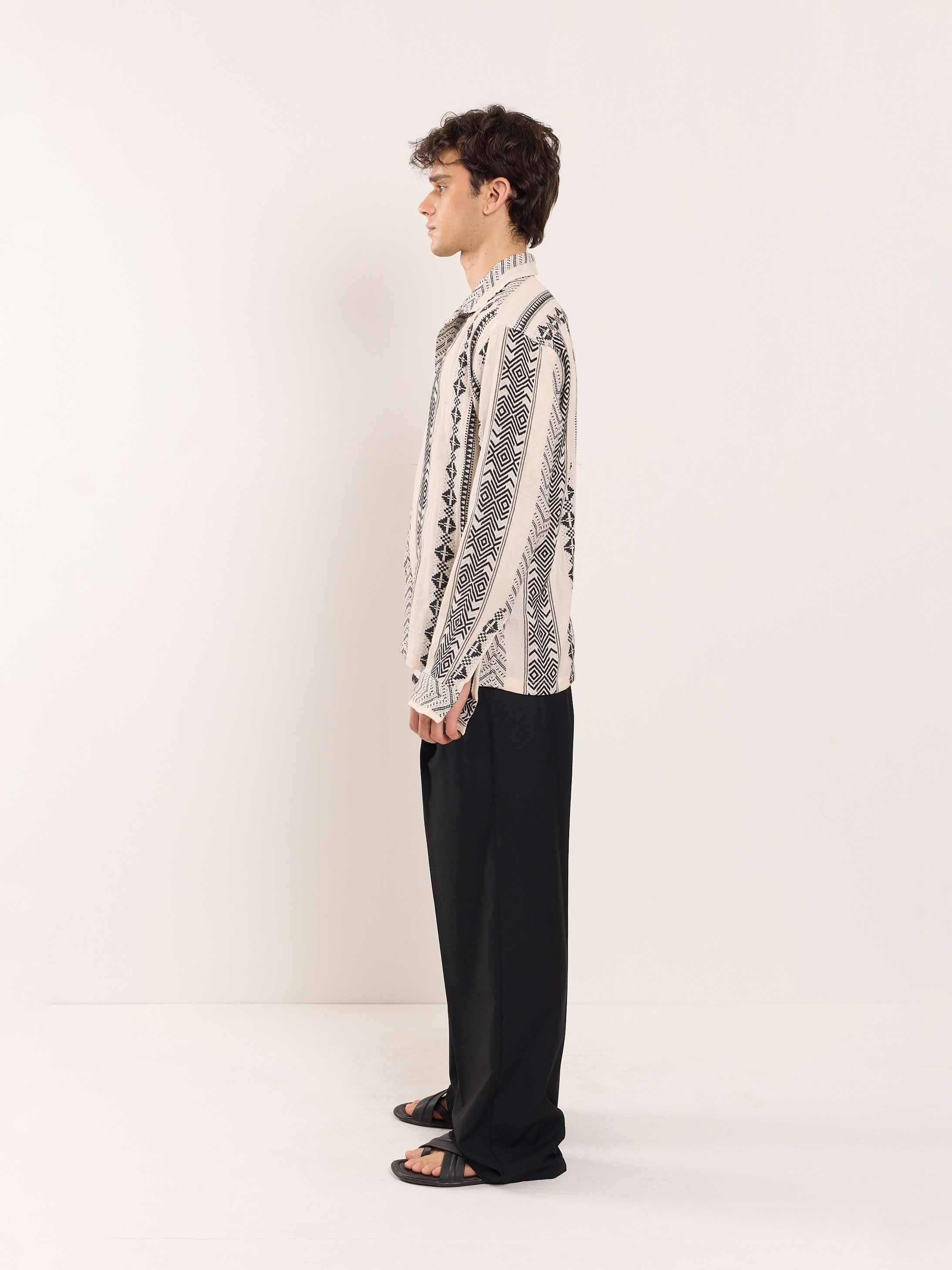 Cream Jacquard Weave Shirt - Image 5