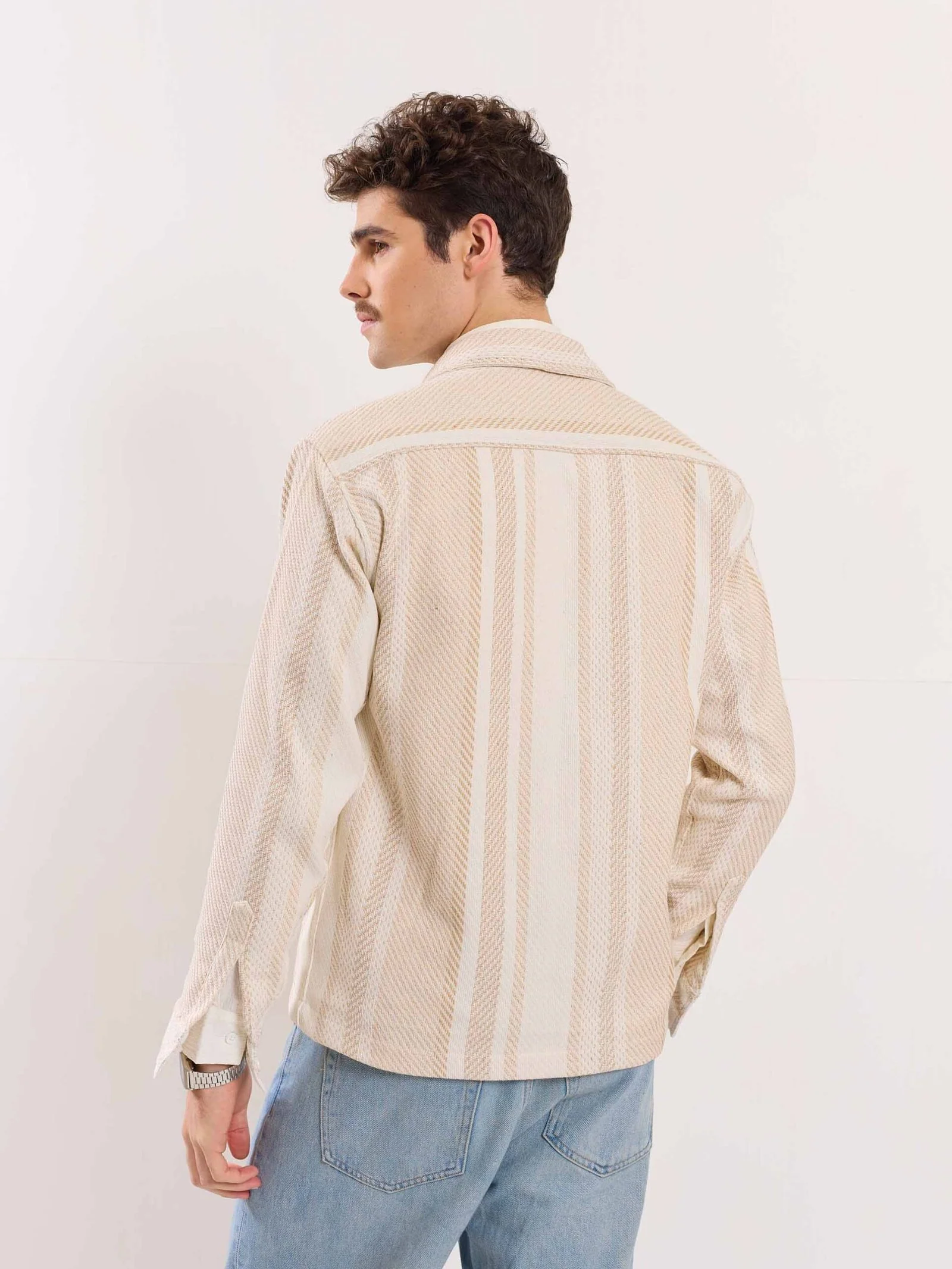 Cropped Fit Textured Zipper Jacket - Image 6