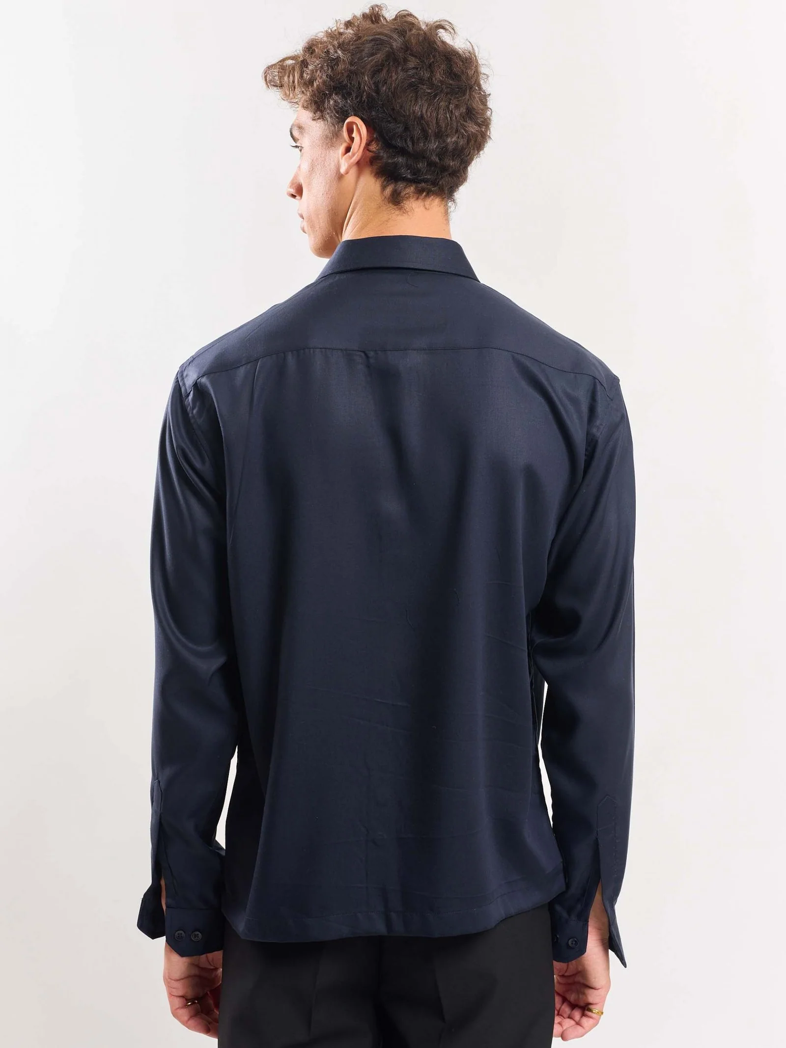Dark Blue Drape Shirt - Image 6
