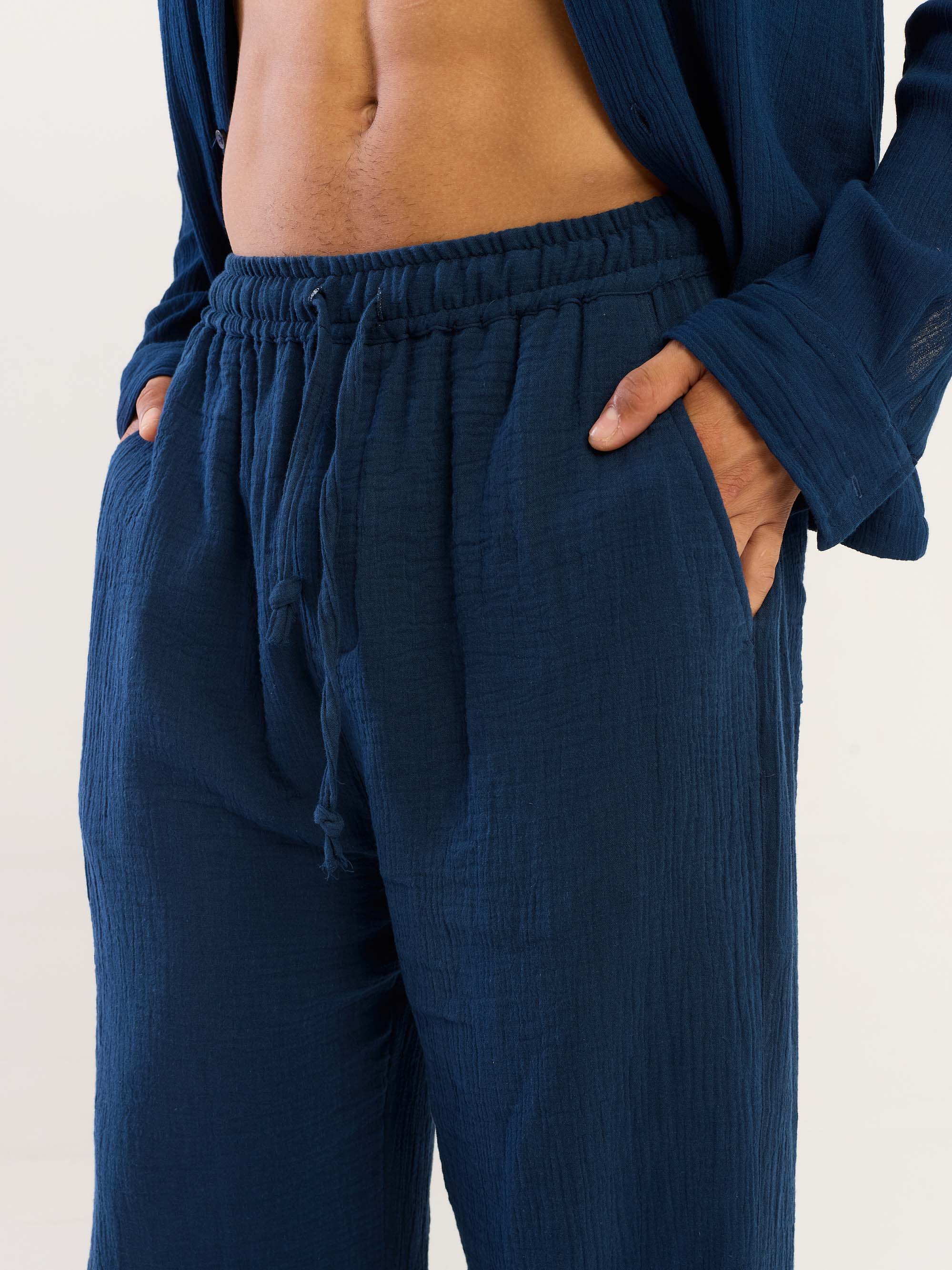 Dark Blue Gauze Pull-on Pants - Image 7