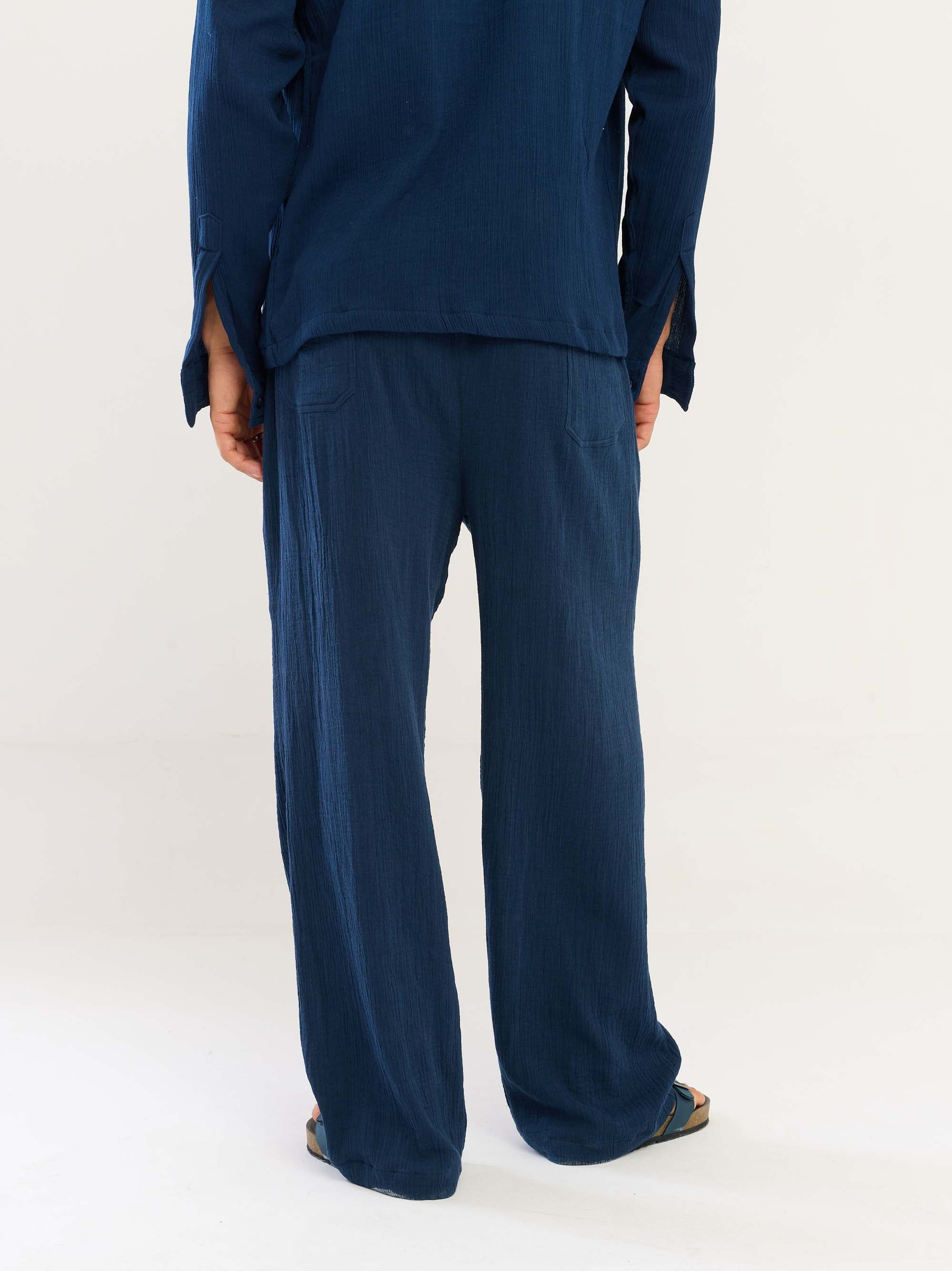 Dark Blue Gauze Pull-on Pants - Image 8
