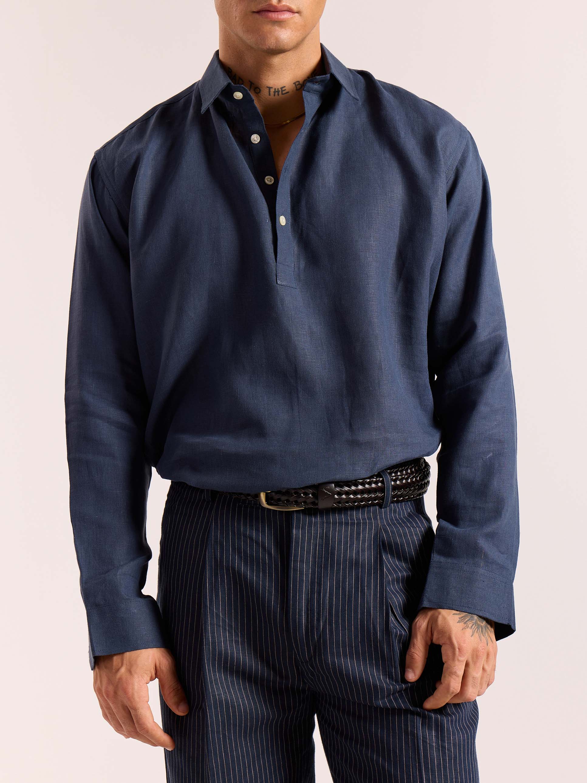 Dark Blue Linen Pullover (Pre-Order) - Image 6