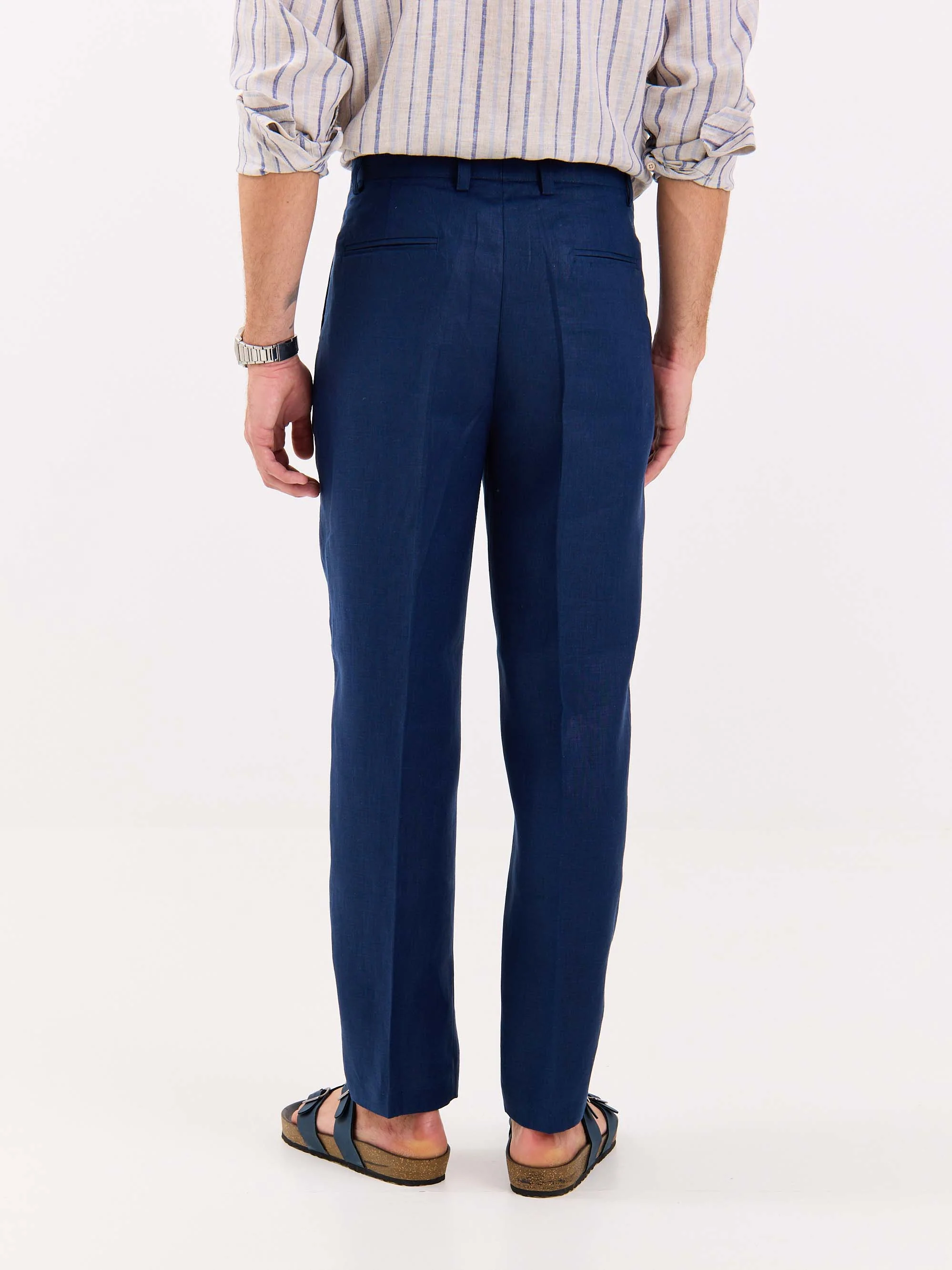 Dark Blue Linen Trousers - Image 8