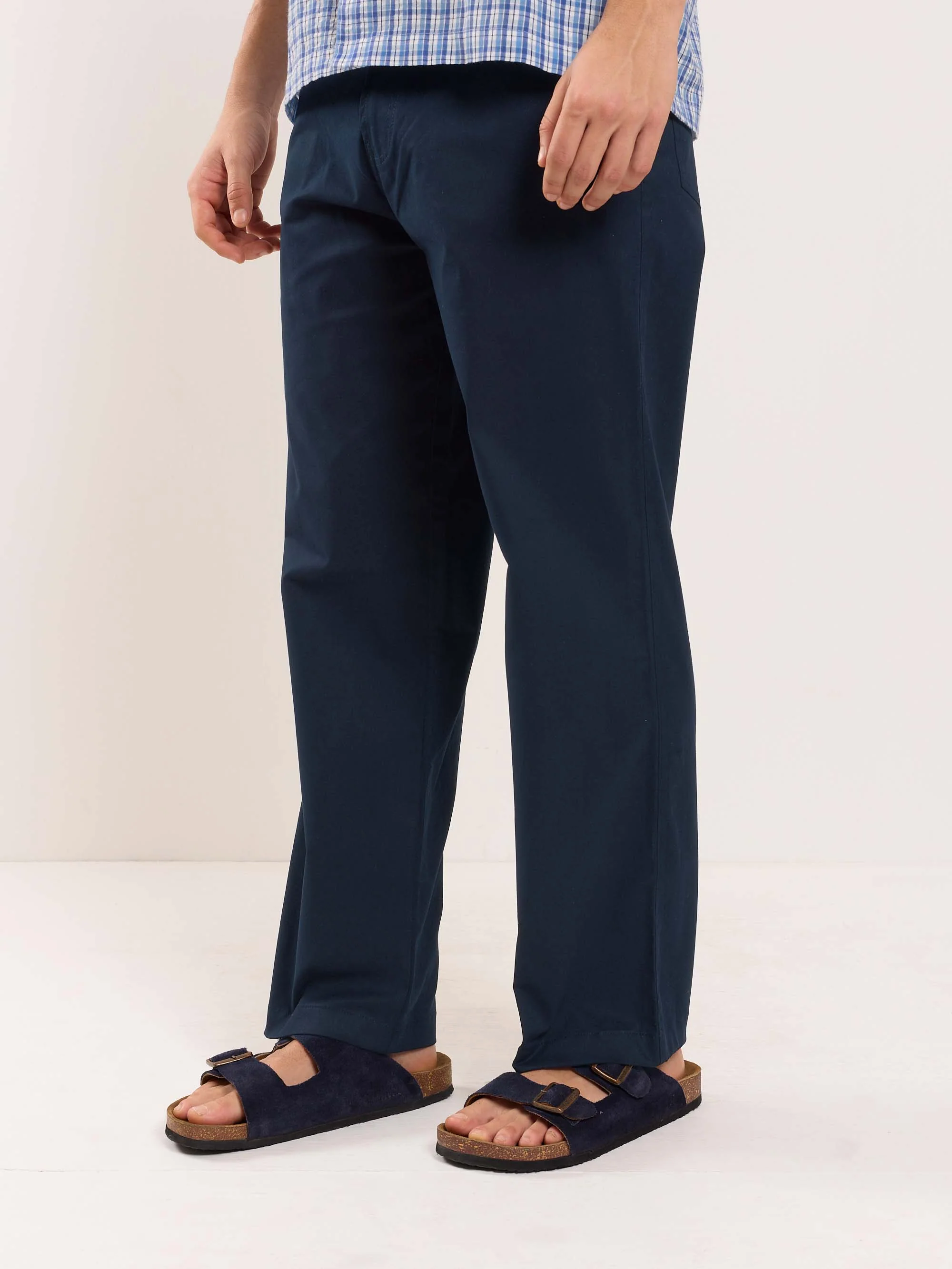 Dark Blue Loose Fit Twill Trousers - Image 3