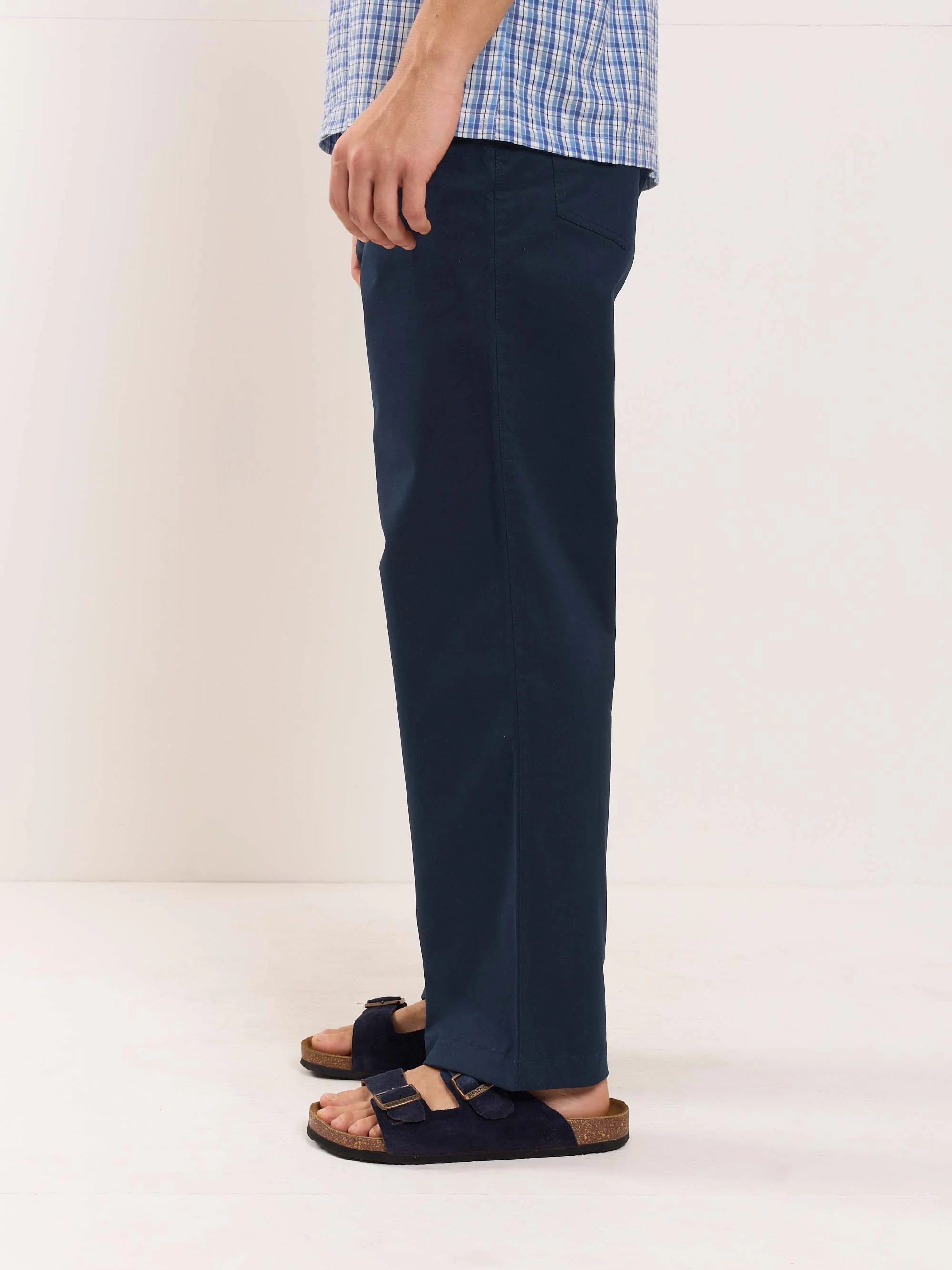 Dark Blue Loose Fit Twill Trousers - Image 4