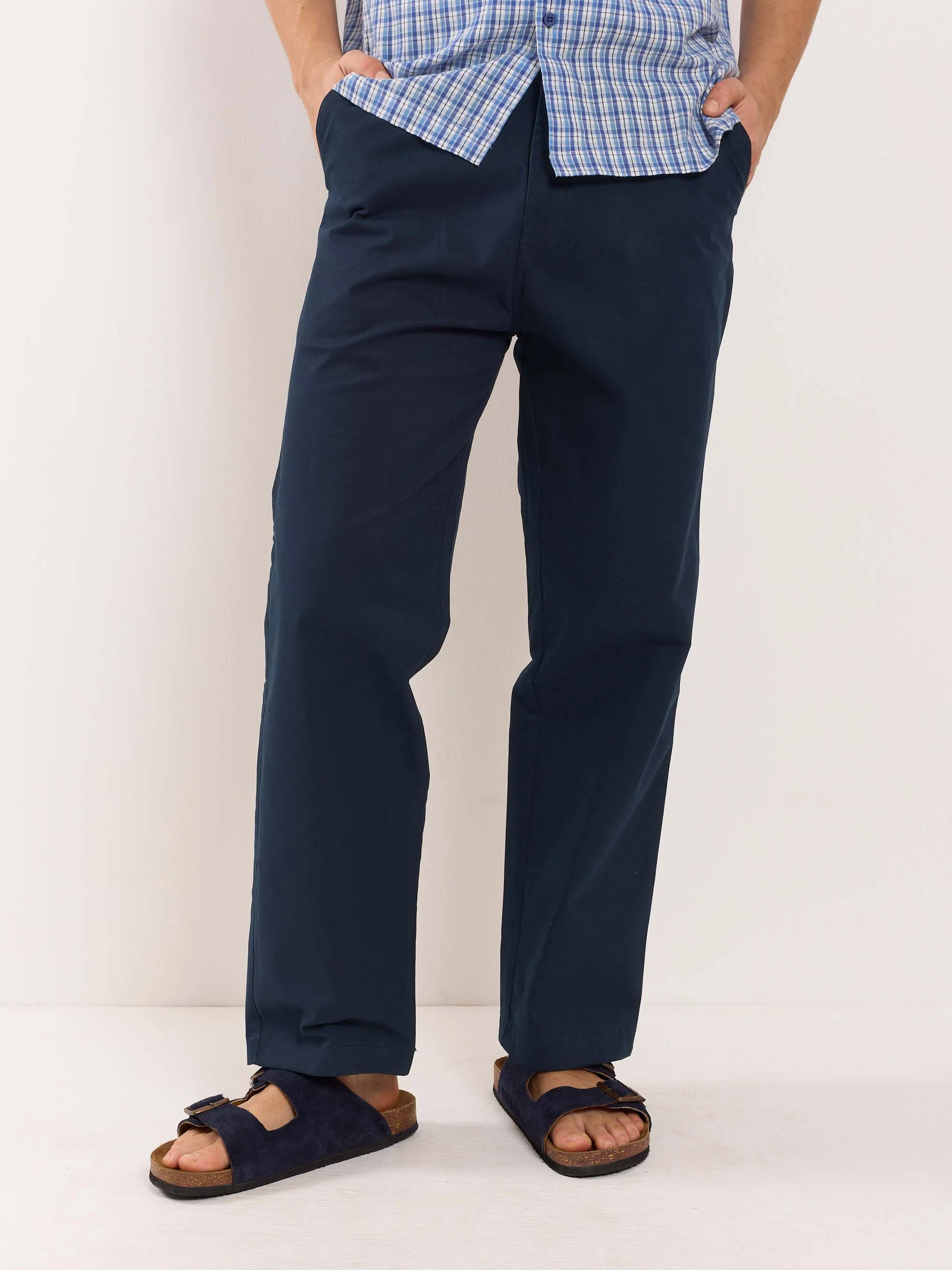 Dark Blue Loose Fit Twill Trousers - Image 5