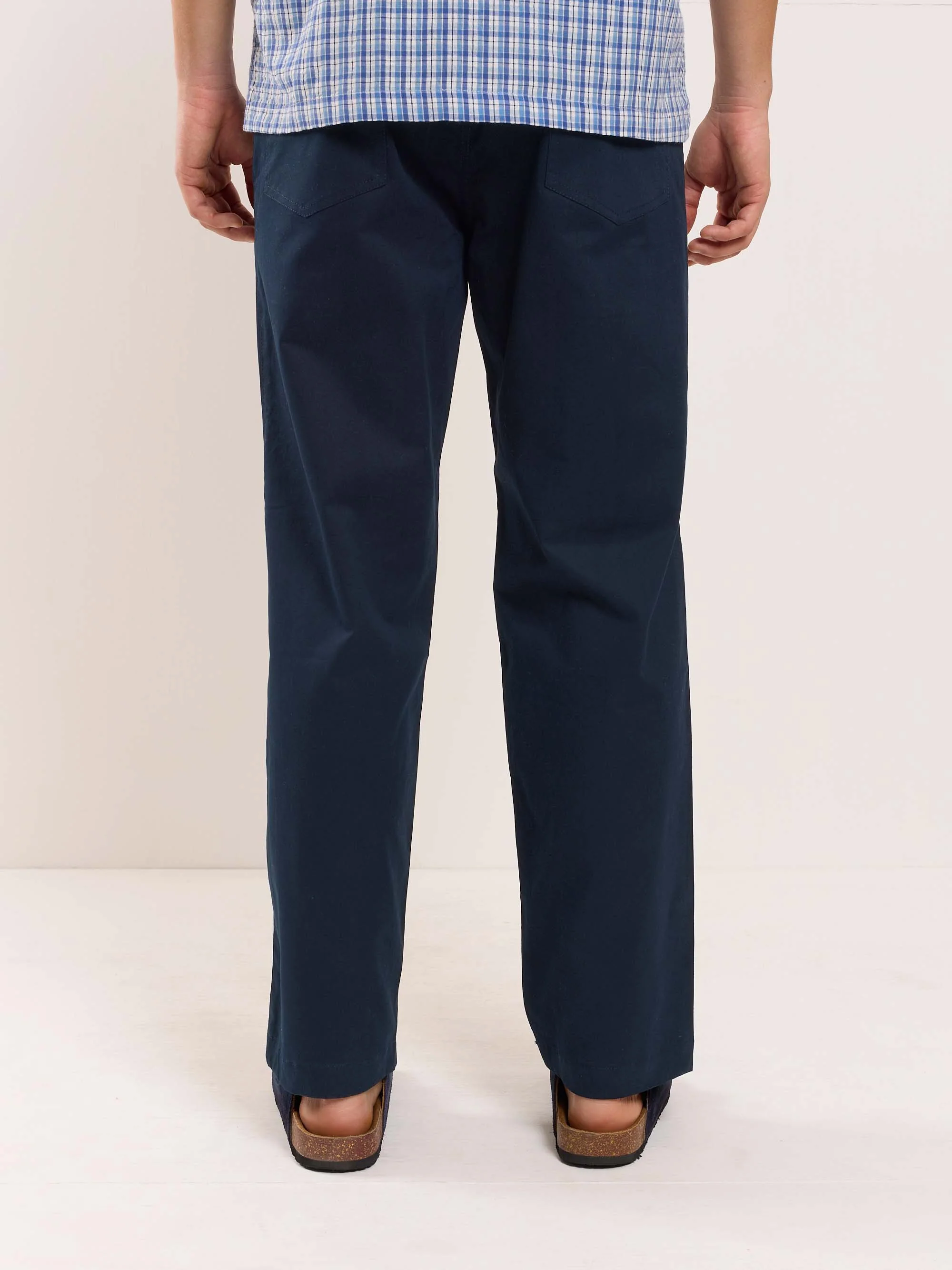 Dark Blue Loose Fit Twill Trousers - Image 6