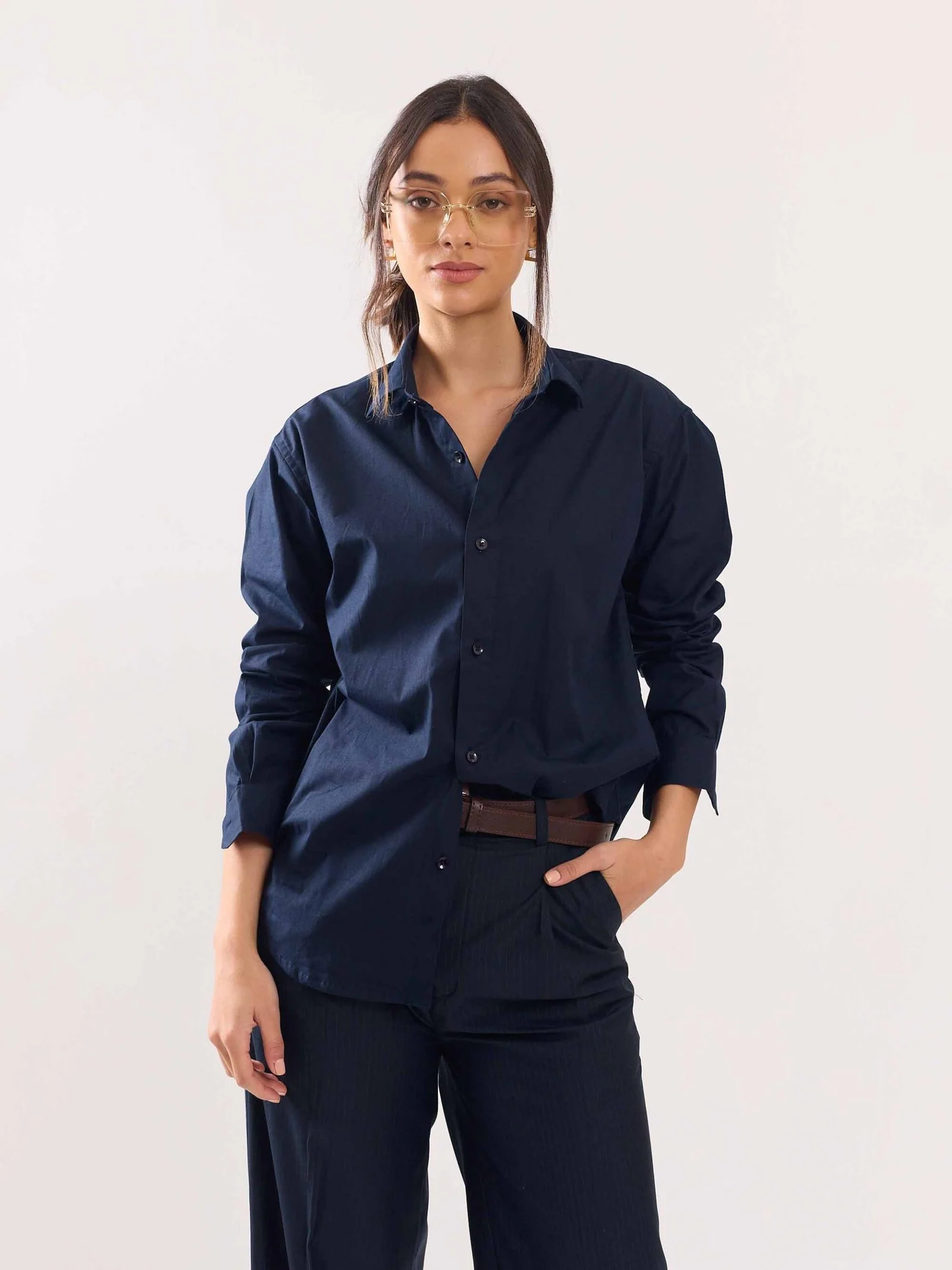Dark Blue Poplin Shirt - Image 4