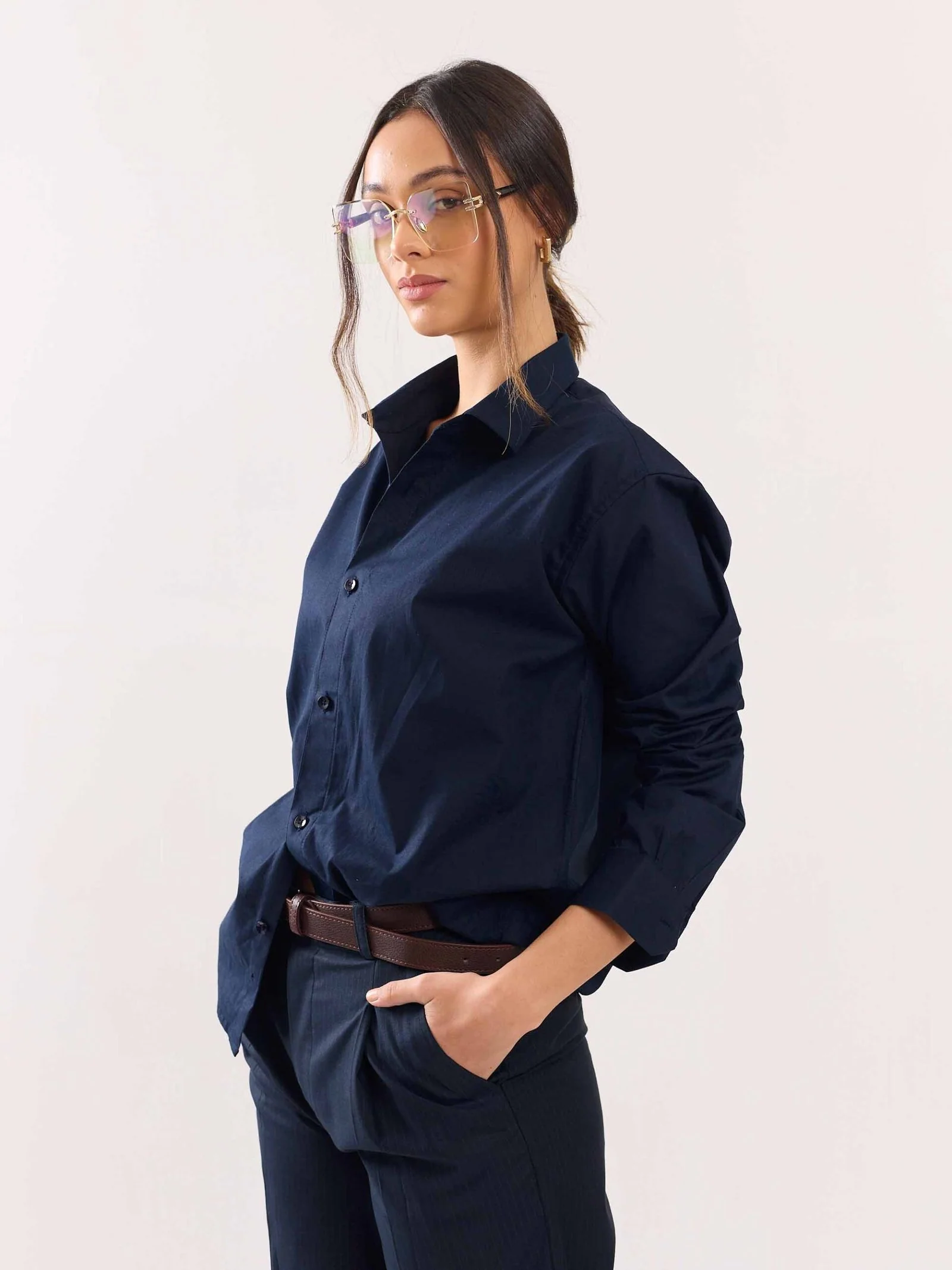 Dark Blue Poplin Shirt - Image 6