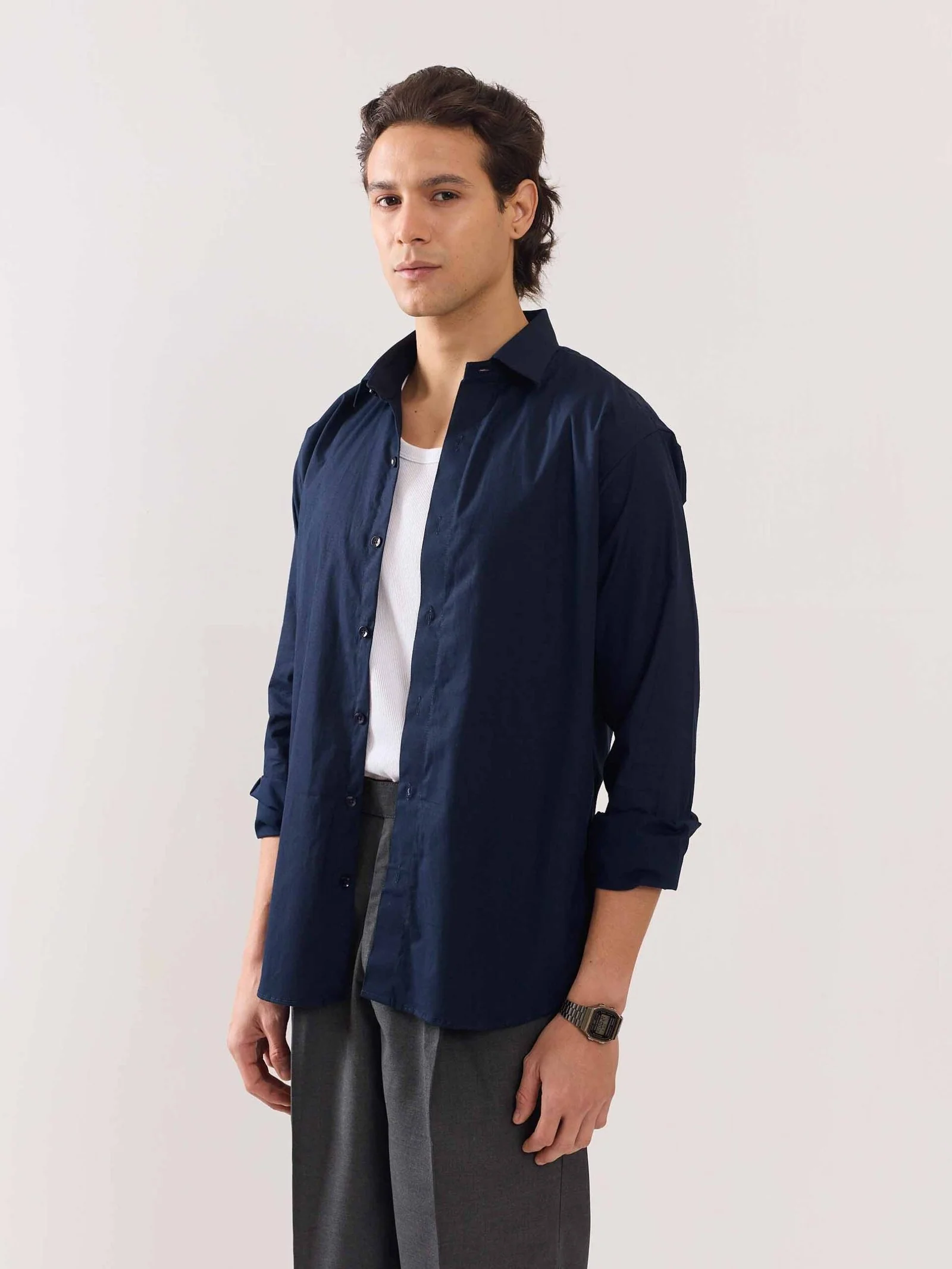 Dark Blue Poplin Shirt - Image 7