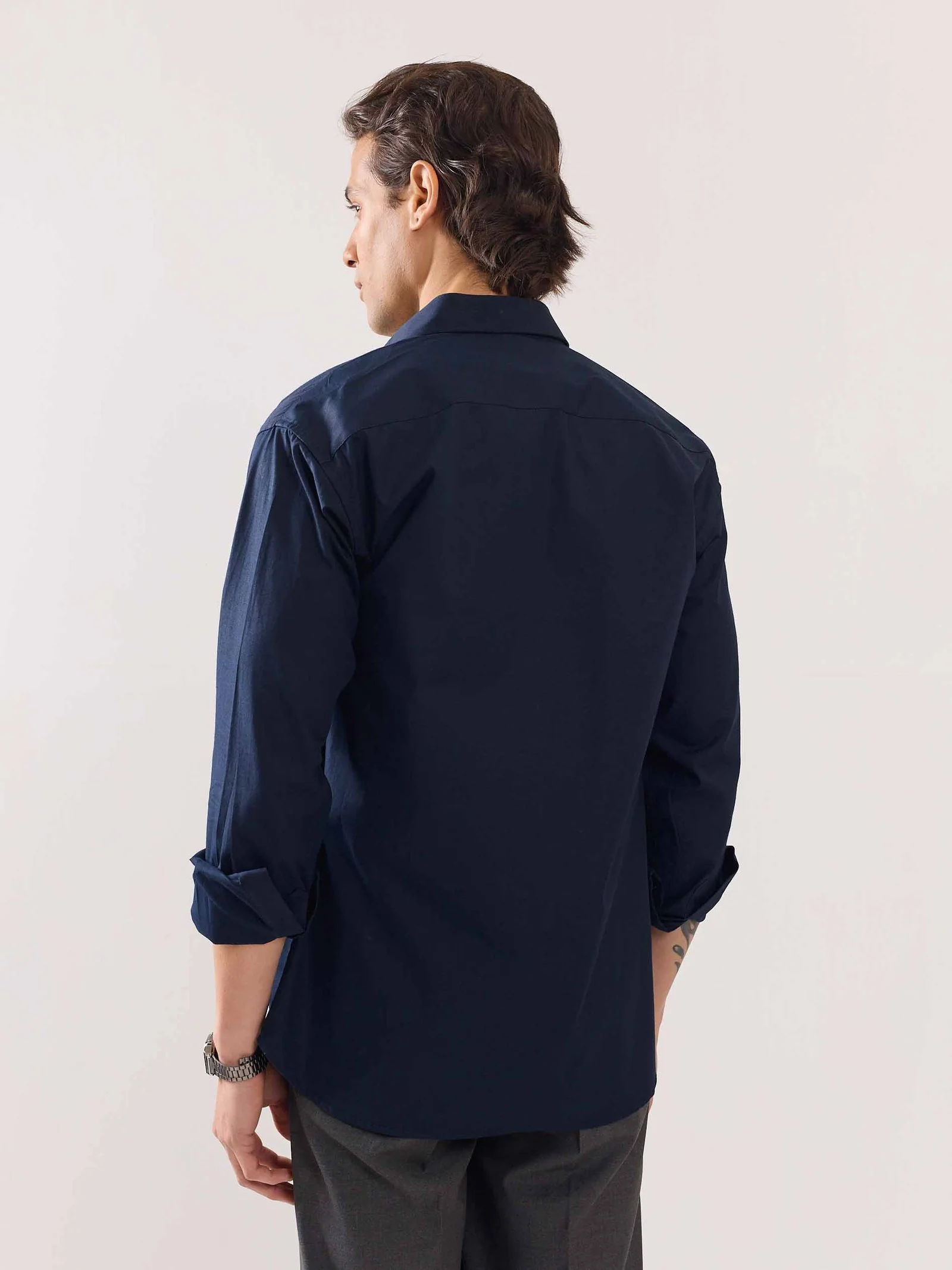Dark Blue Poplin Shirt - Image 8