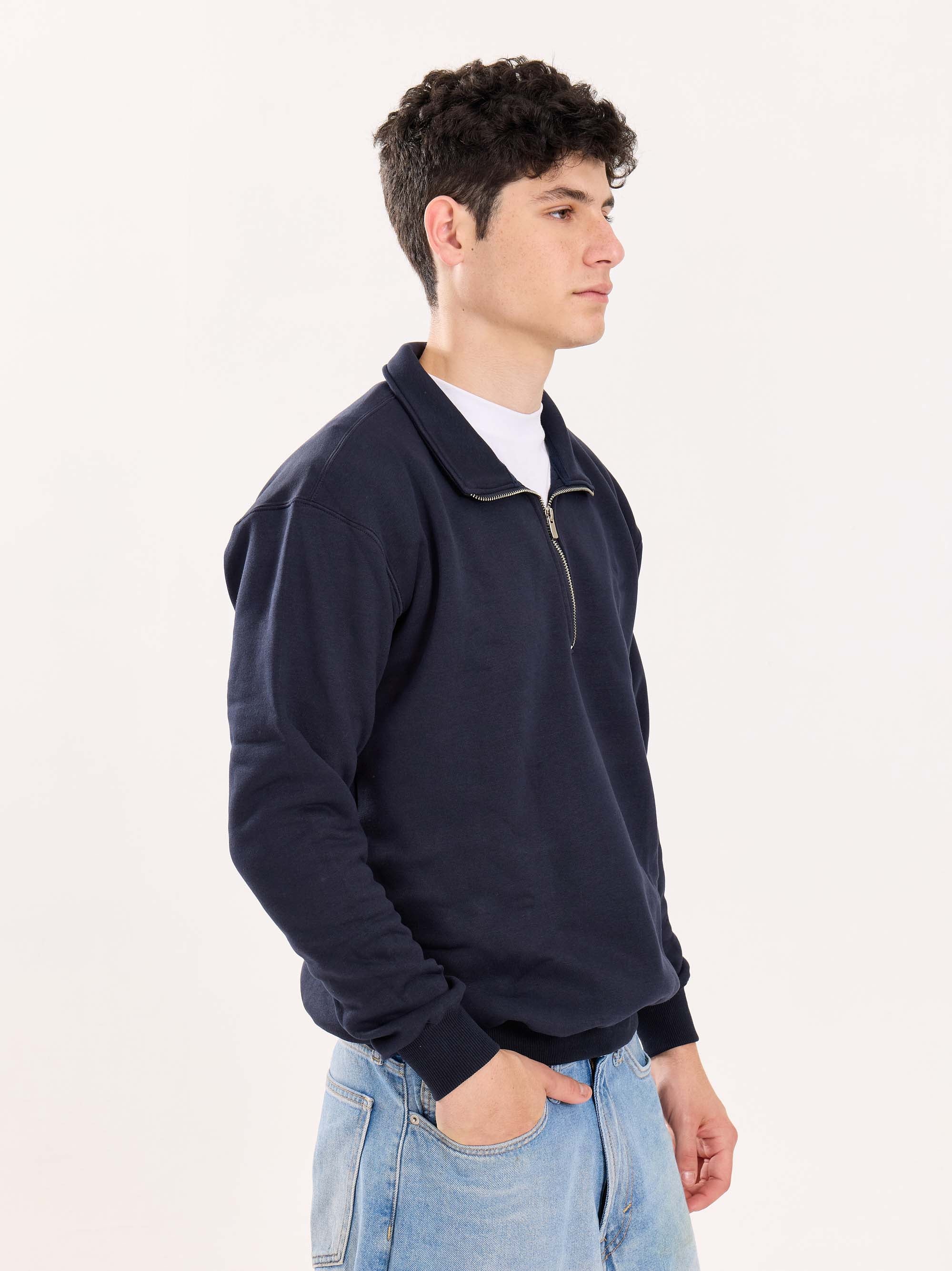 Dark Blue Quarter-Zip Sweatshirt - Image 5