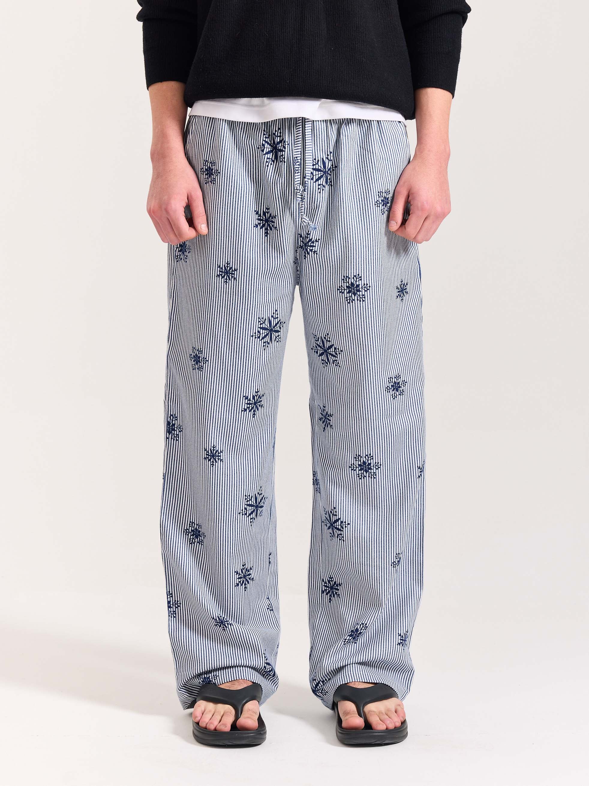 Dark Blue Striped Snowflake Pull-on Pants - Image 10