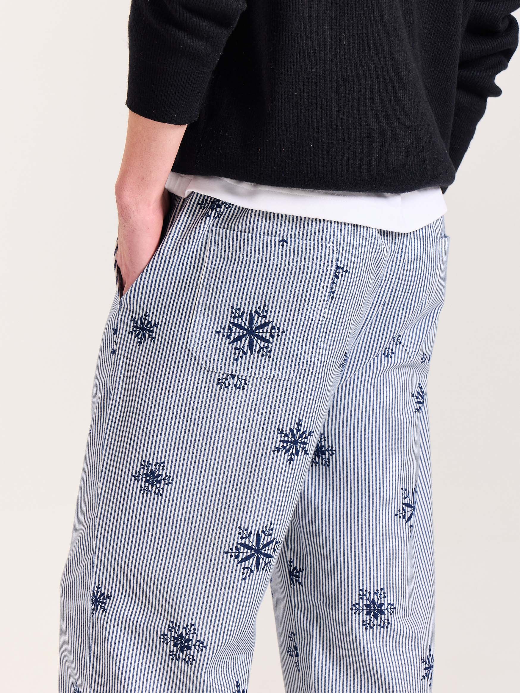Dark Blue Striped Snowflake Pull-on Pants - Image 13