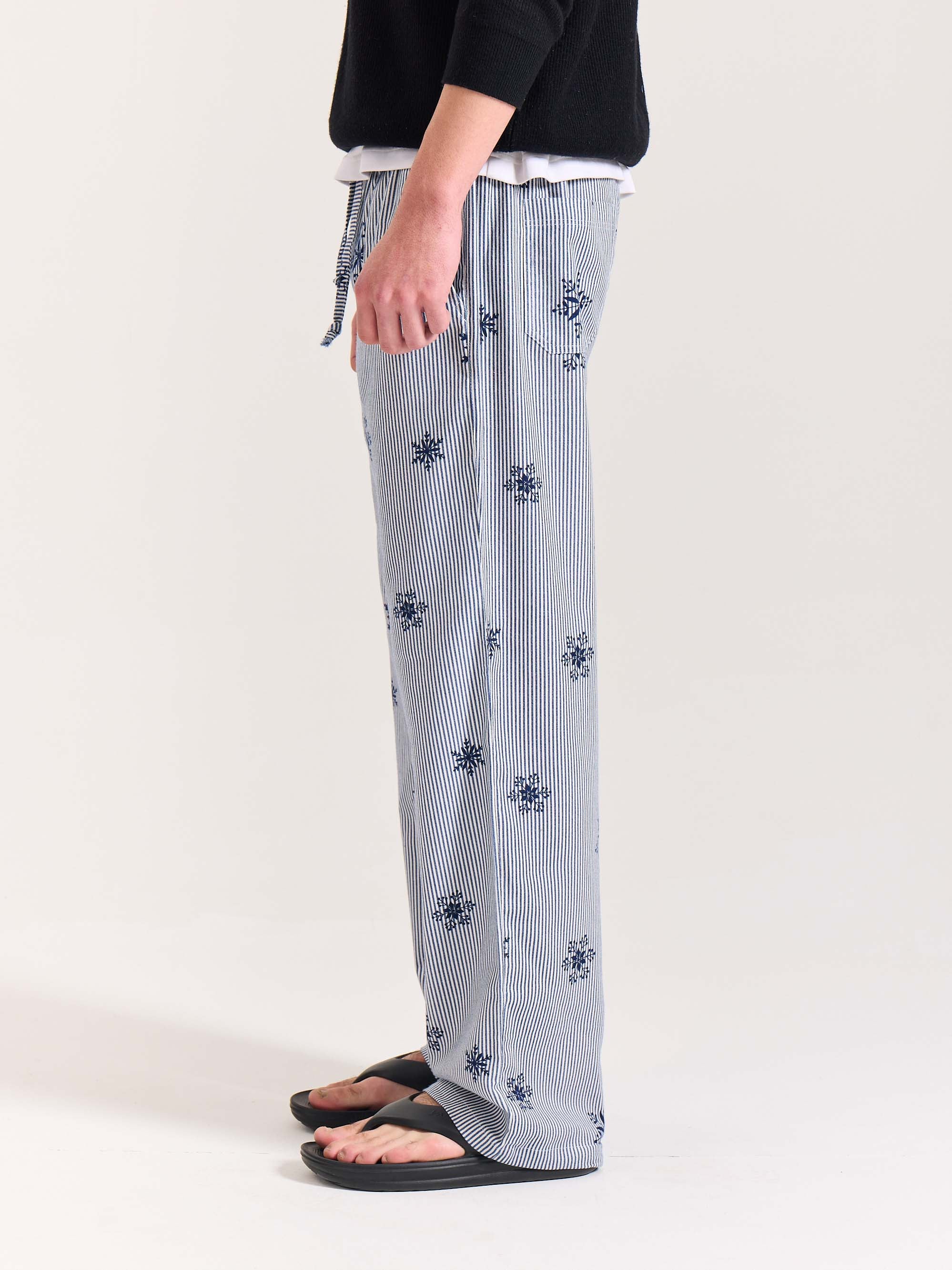 Dark Blue Striped Snowflake Pull-on Pants - Image 6