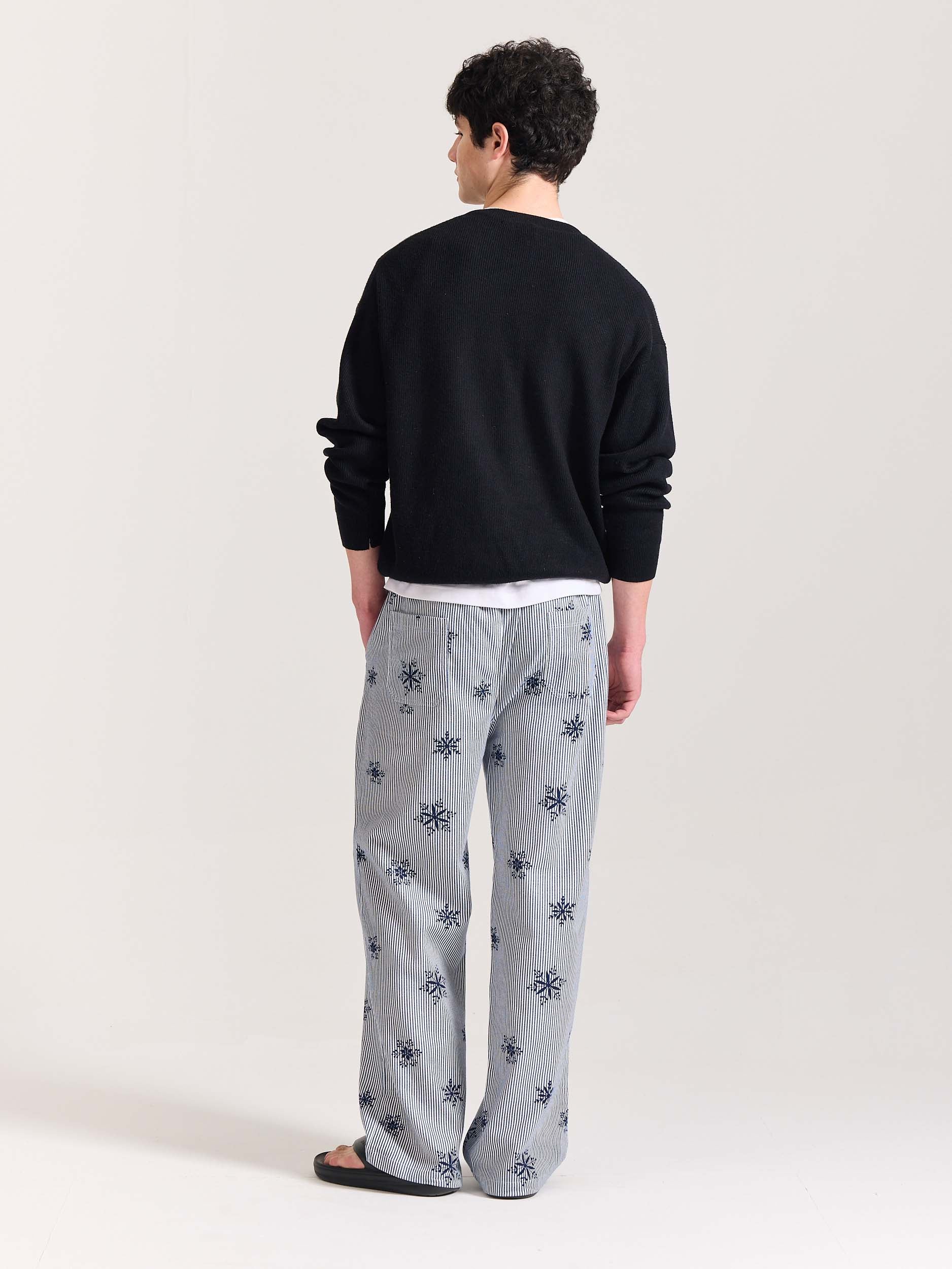 Dark Blue Striped Snowflake Pull-on Pants - Image 8
