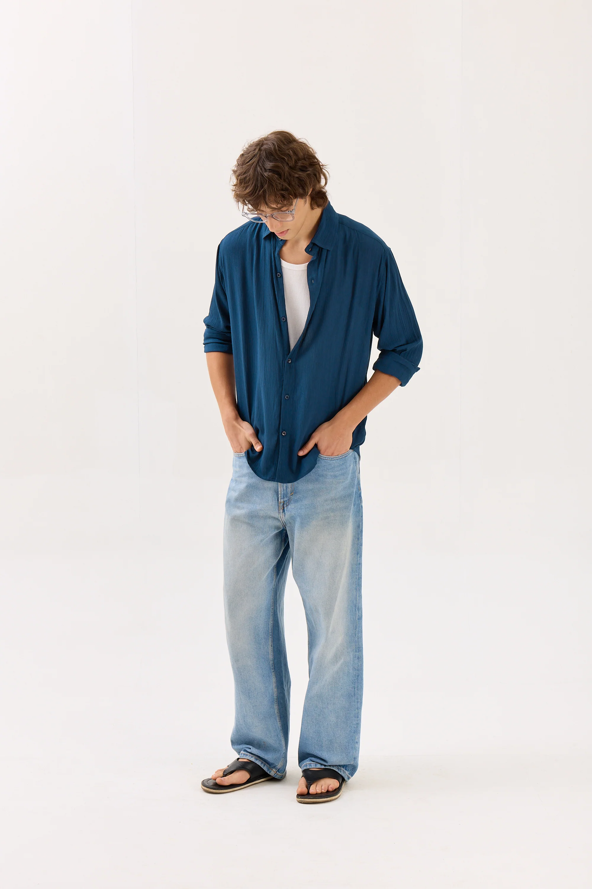 Dark Blue Wrinkled Shirt - Image 4