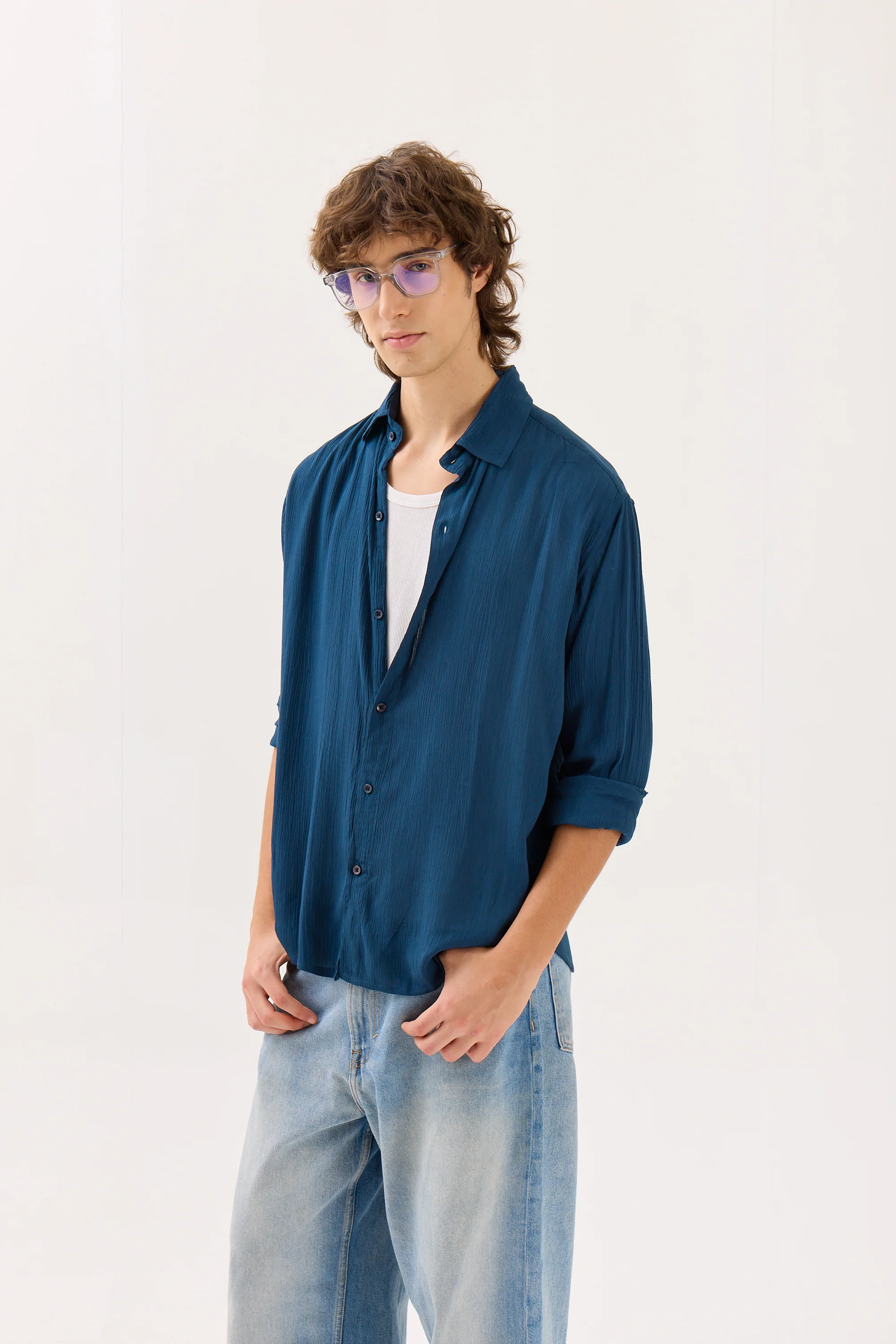 Dark Blue Wrinkled Shirt - Image 6
