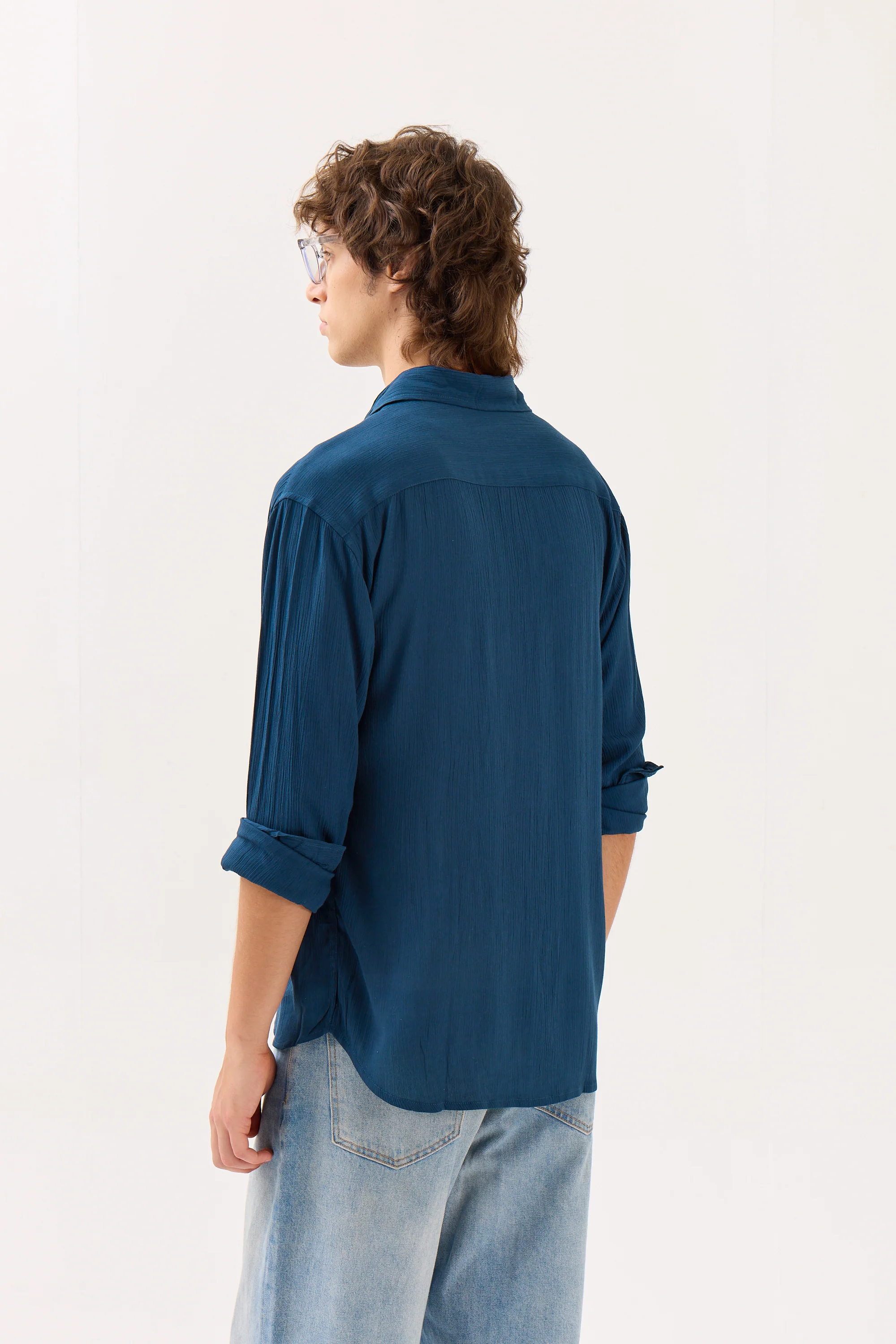 Dark Blue Wrinkled Shirt - Image 7