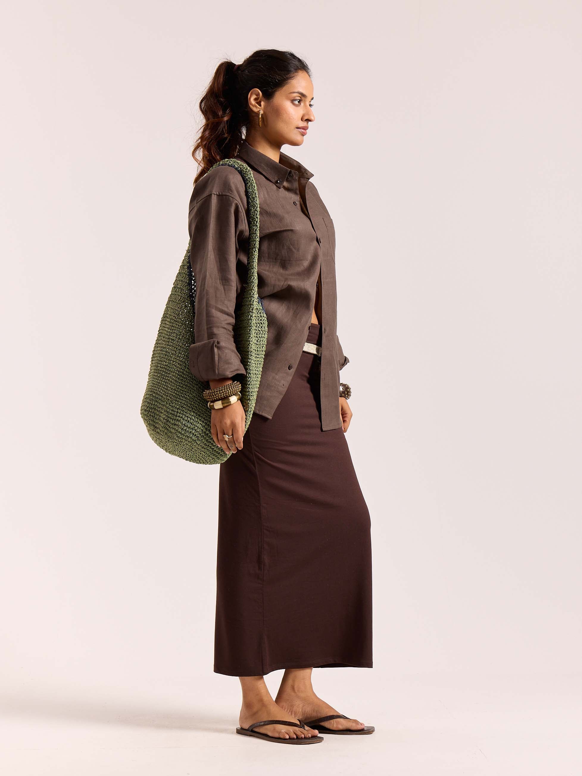 Dark Brown 60s Lea Linen Shirt ( Pre-Order ) - Image 5