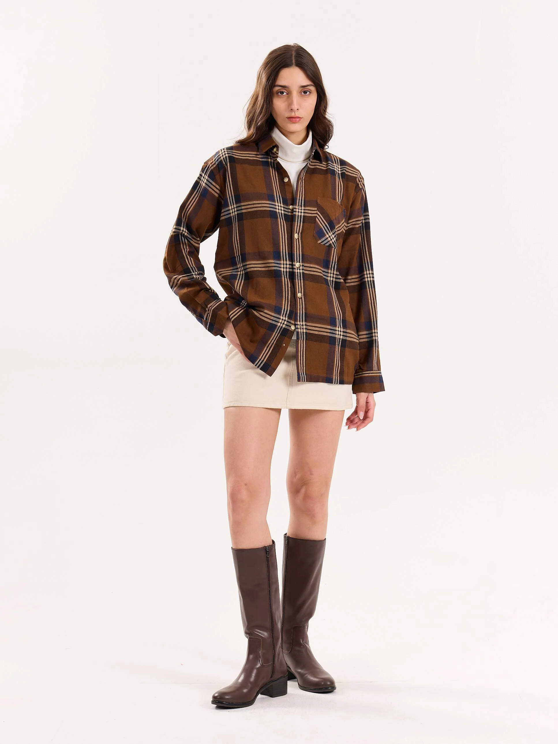 Dark Brown Flannel Overshirt - Image 3