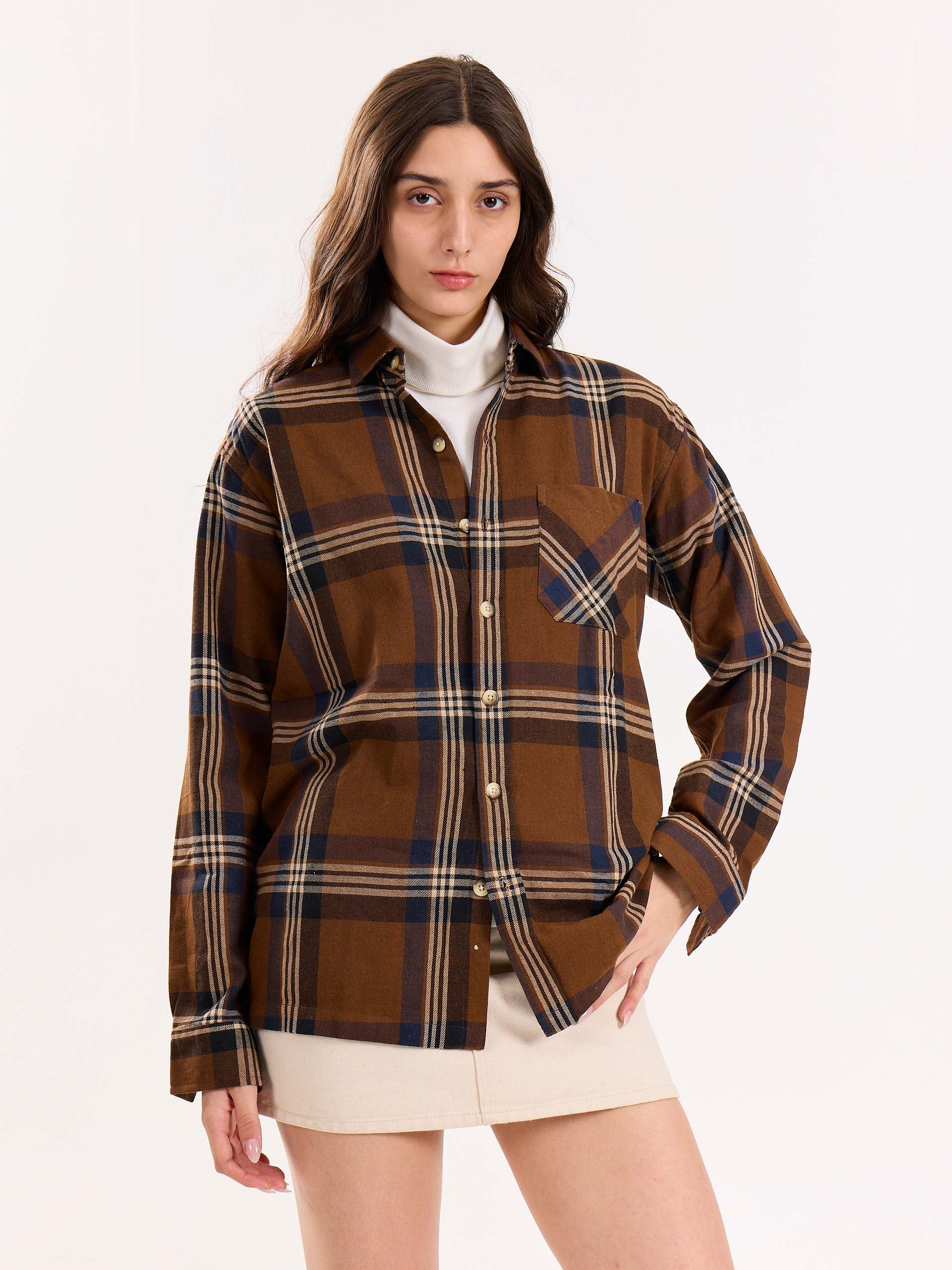 Dark Brown Flannel Overshirt - Image 4