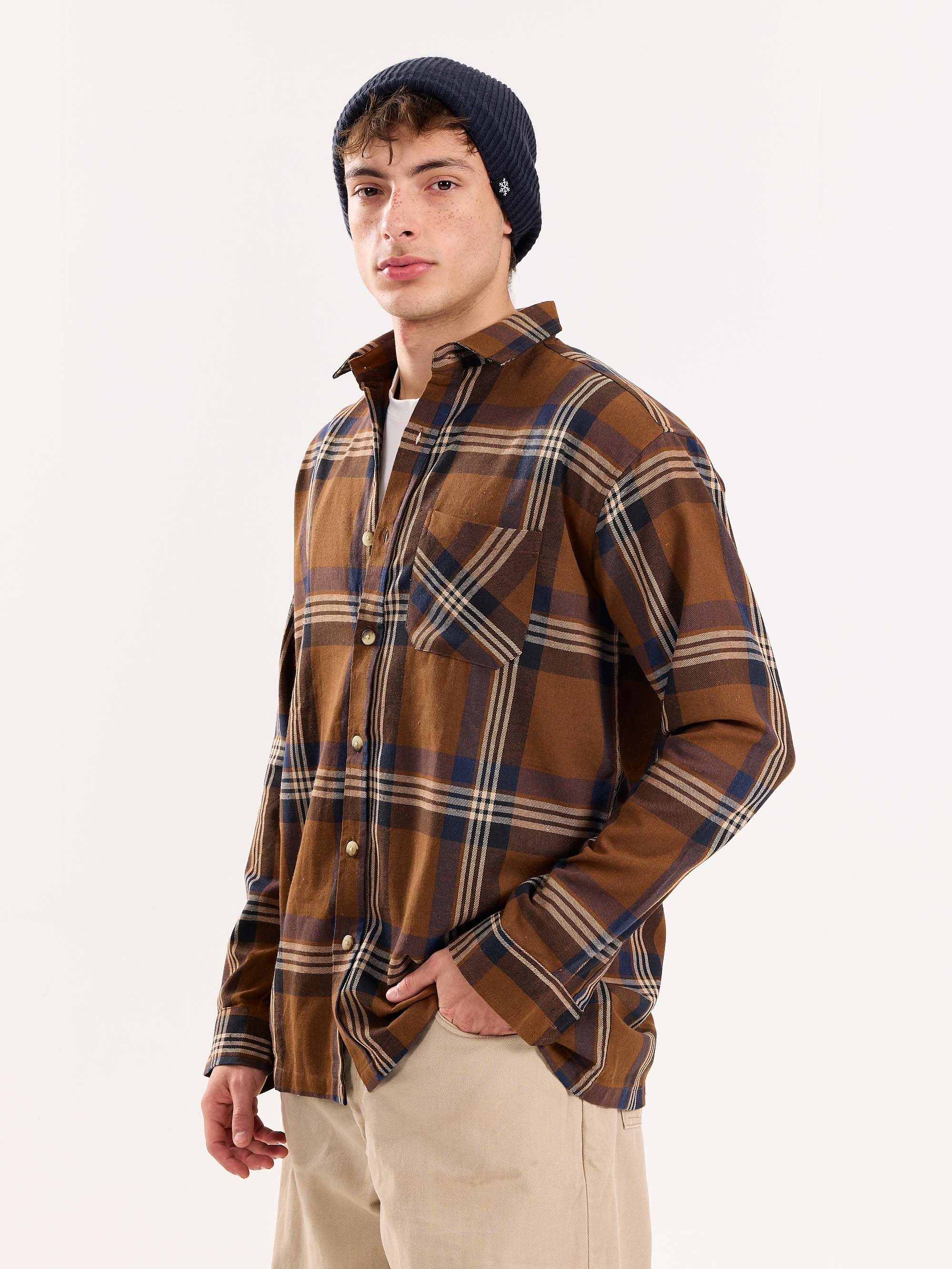 Dark Brown Flannel Overshirt - Image 7