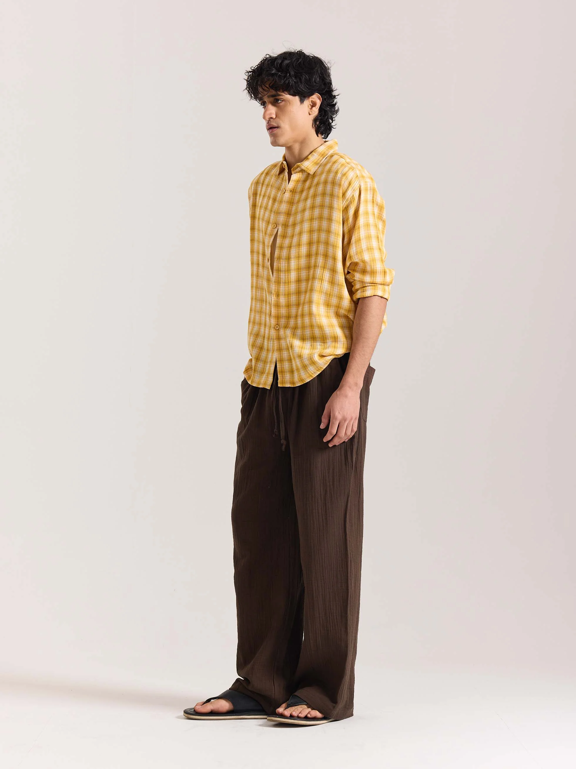 Dark Brown Gauze Pull-on Pants - Image 5