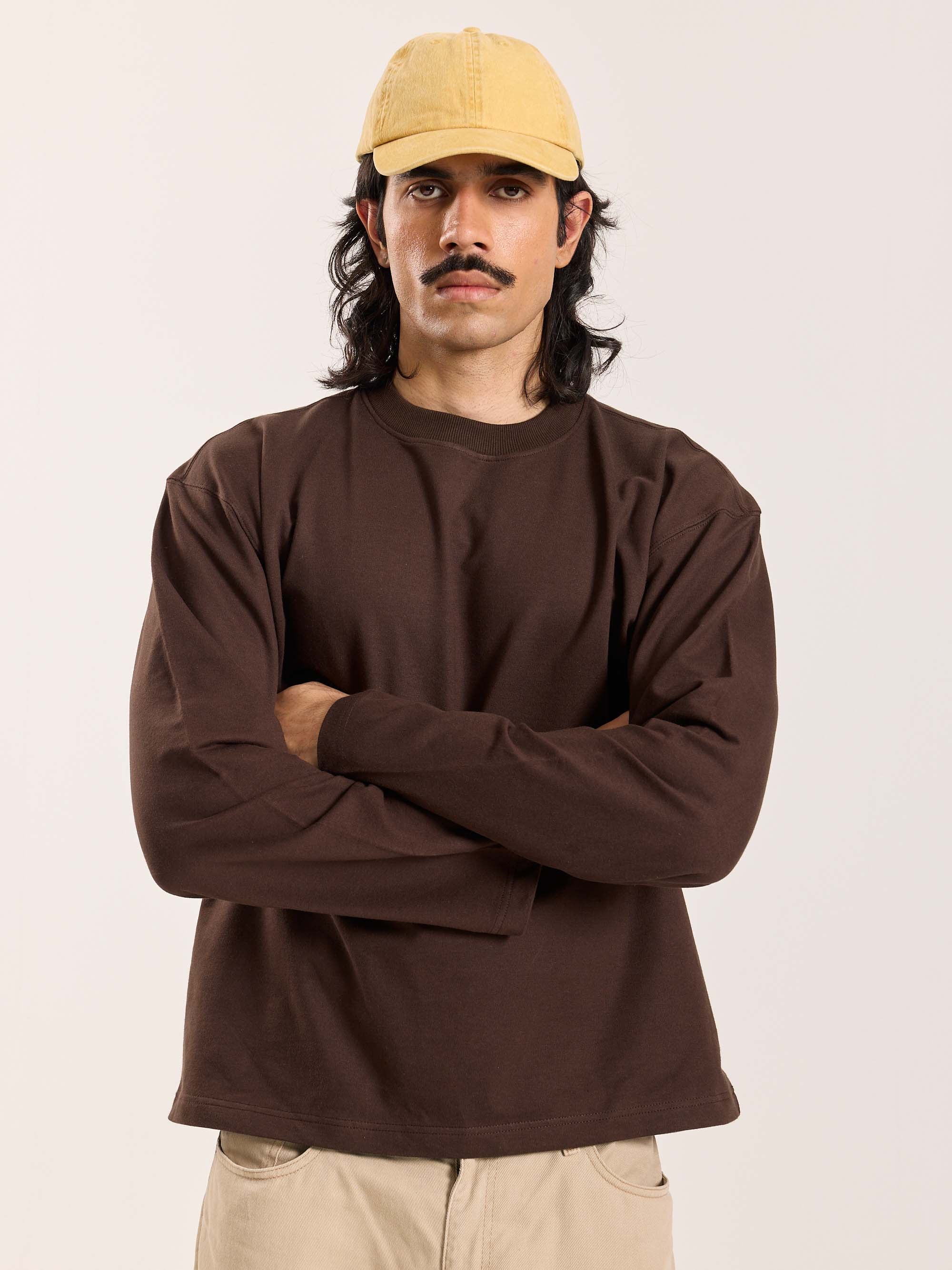 Dark Brown Loose Fit Cropped T-Shirt - Image 3