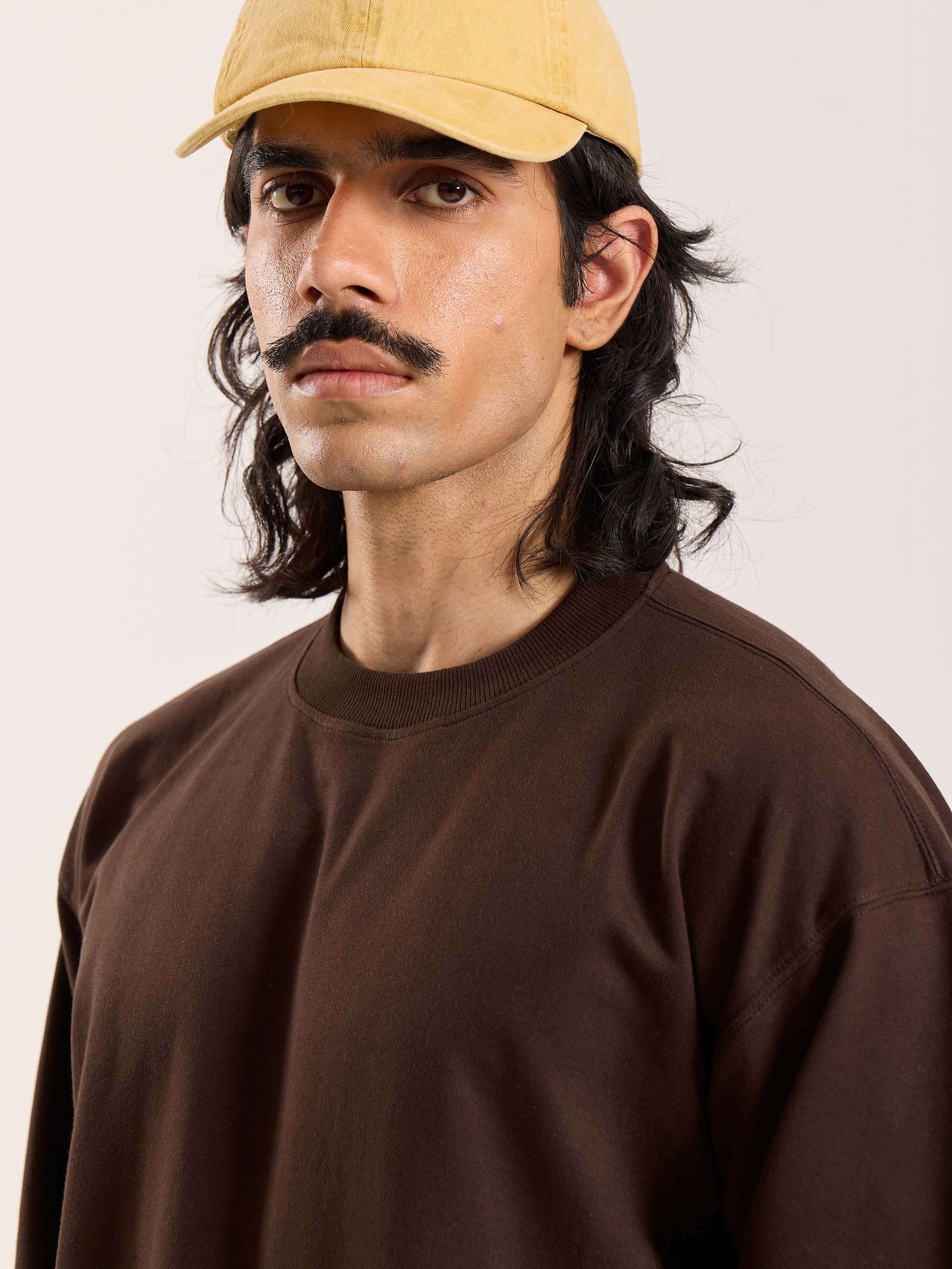 Dark Brown Loose Fit Cropped T-Shirt - Image 5