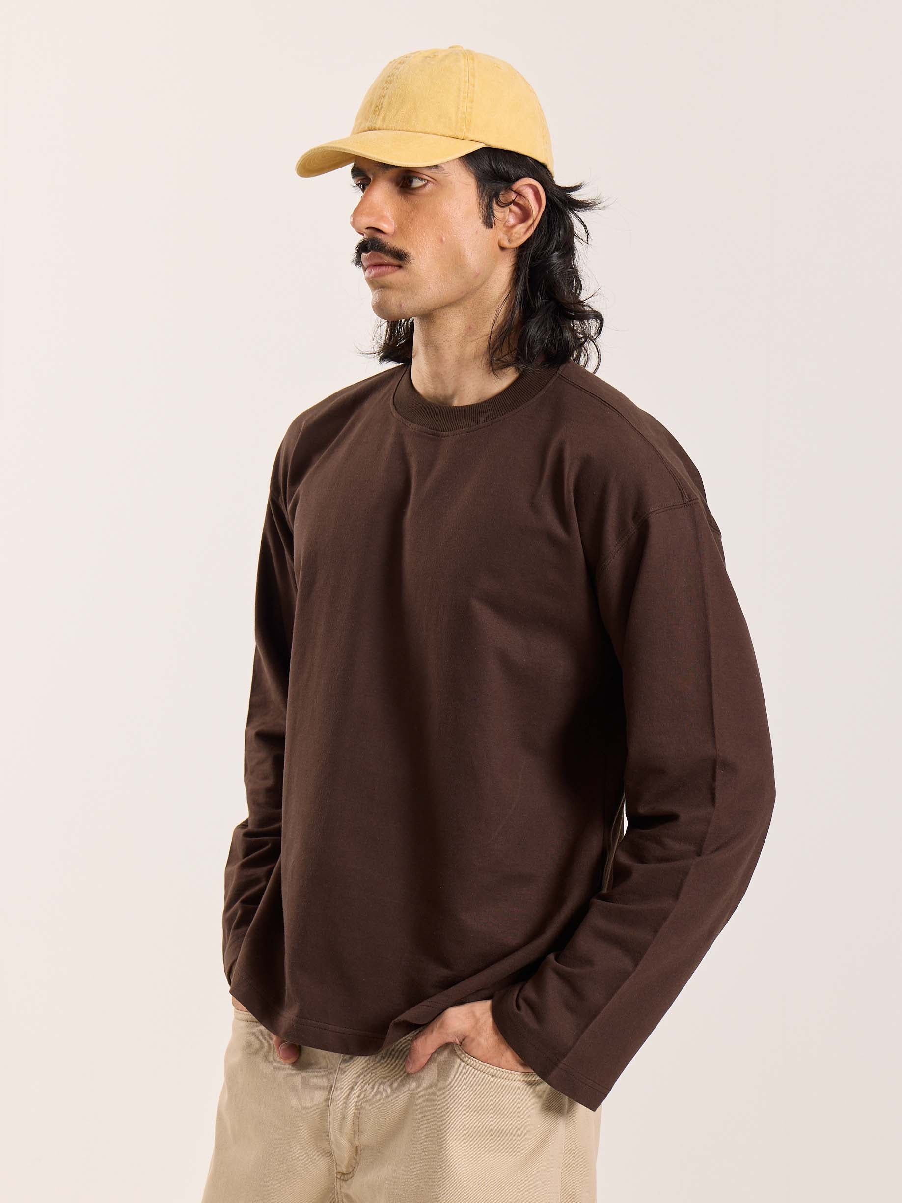 Dark Brown Loose Fit Cropped T-Shirt - Image 6