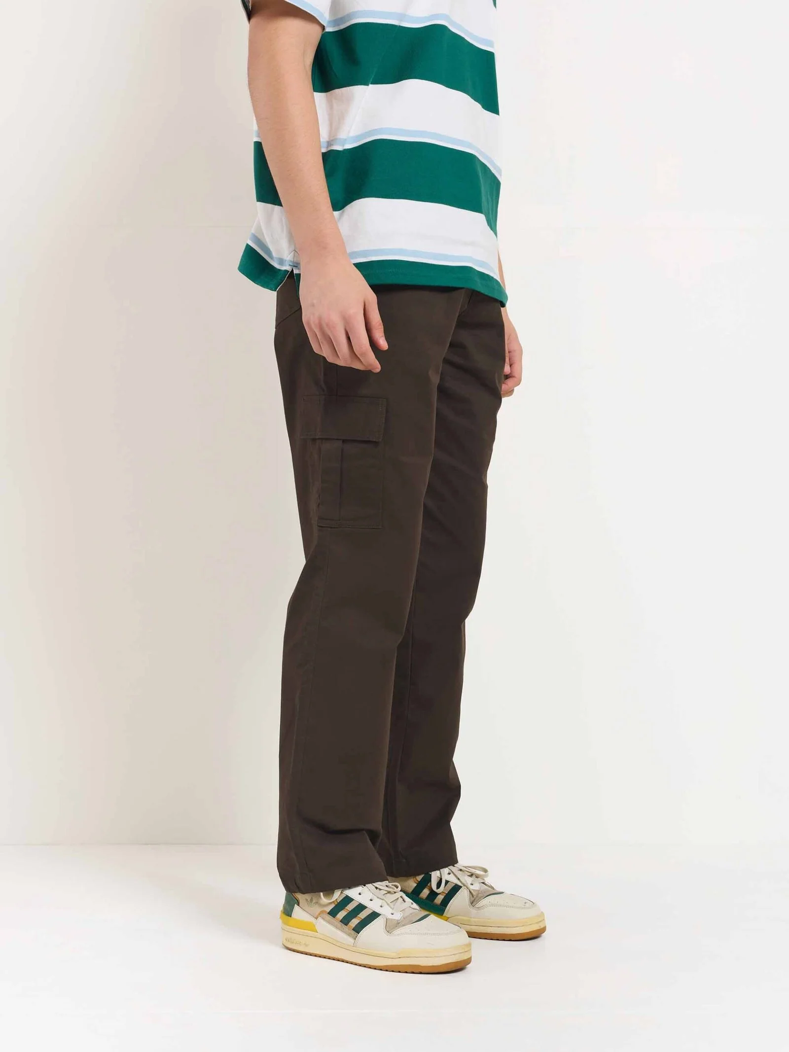 Dark Brown Loose Fit Twill Cargo Trousers - Image 5