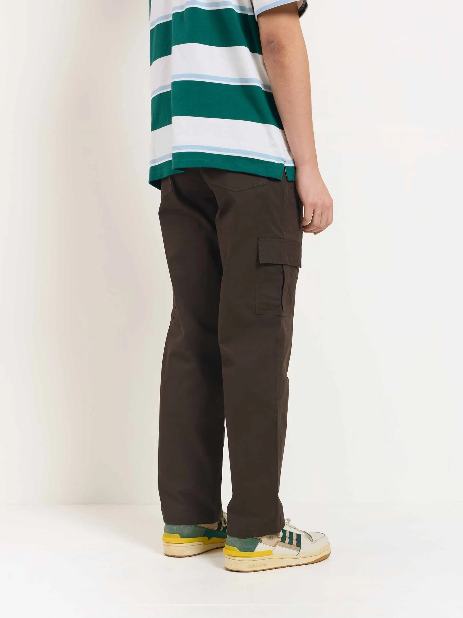 Dark Brown Loose Fit Twill Cargo Trousers - Image 6