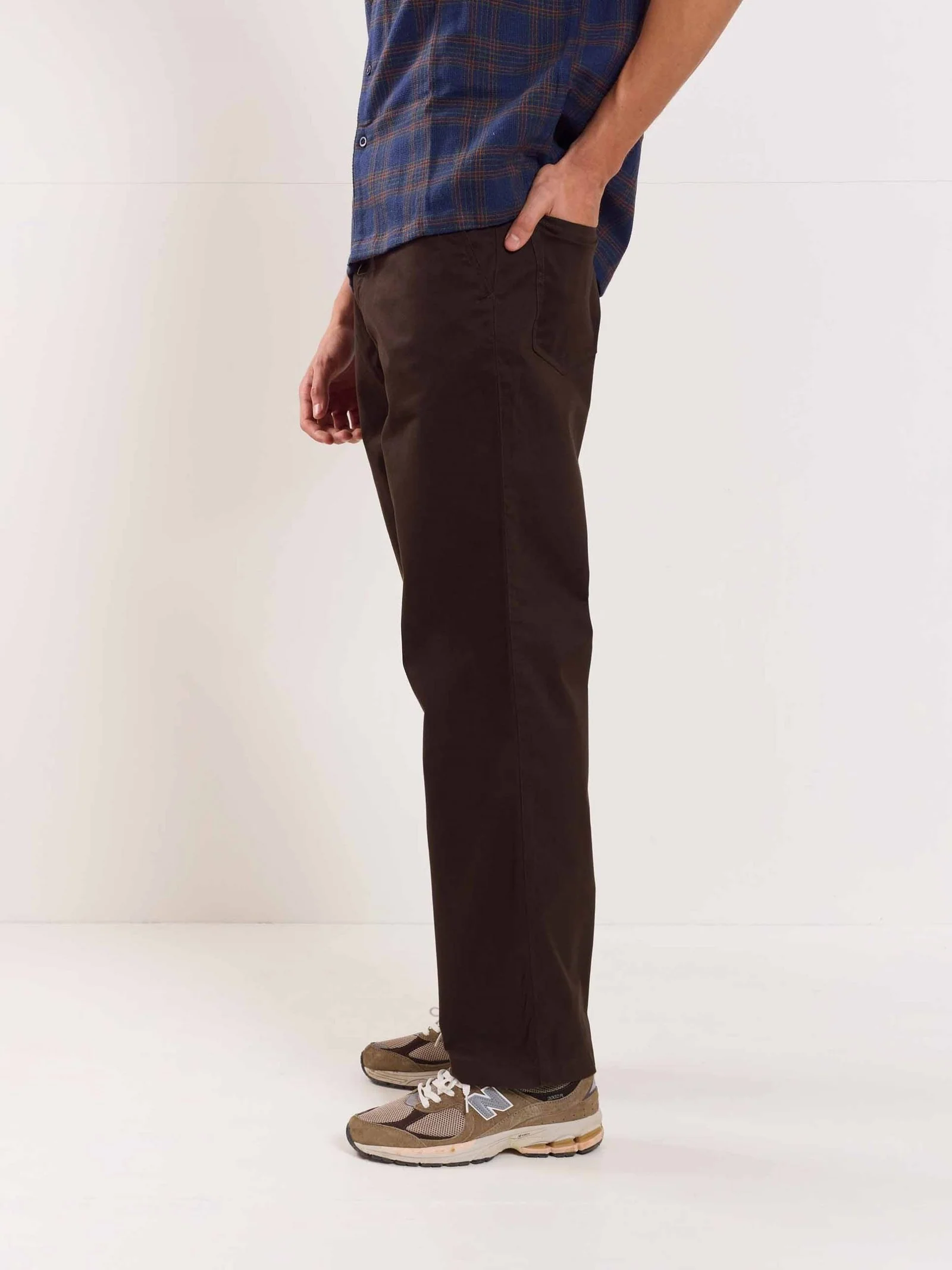 Dark Brown Loose Fit Twill Trousers - Image 4