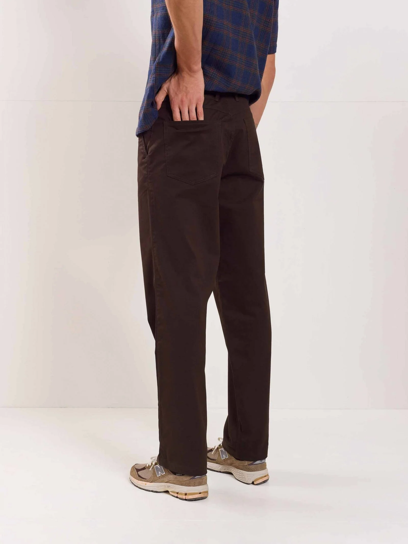Dark Brown Loose Fit Twill Trousers - Image 5