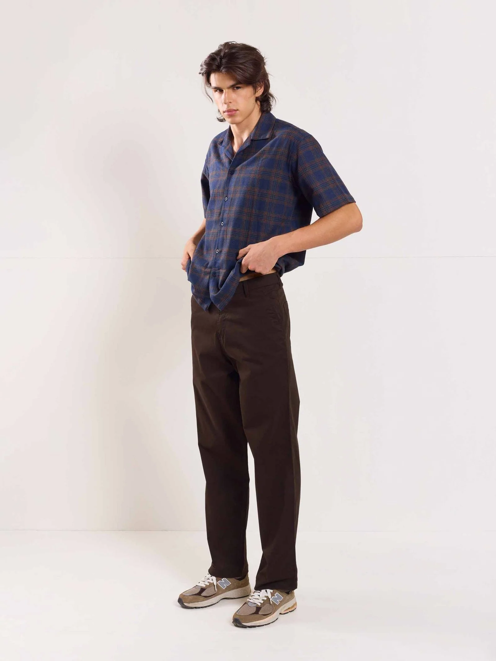 Dark Brown Loose Fit Twill Trousers - Image 6