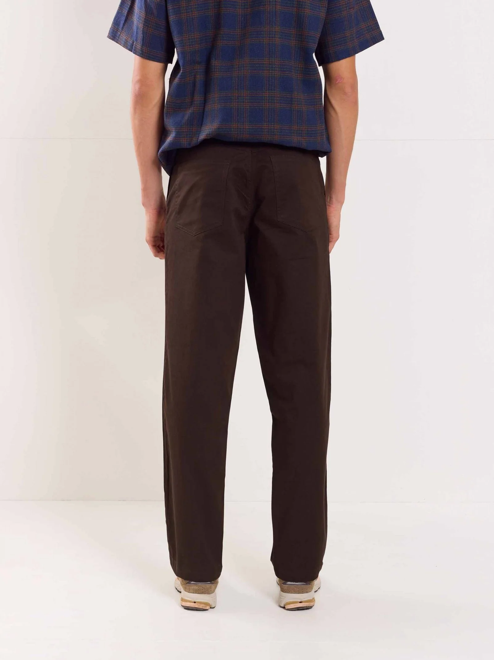 Dark Brown Loose Fit Twill Trousers - Image 7