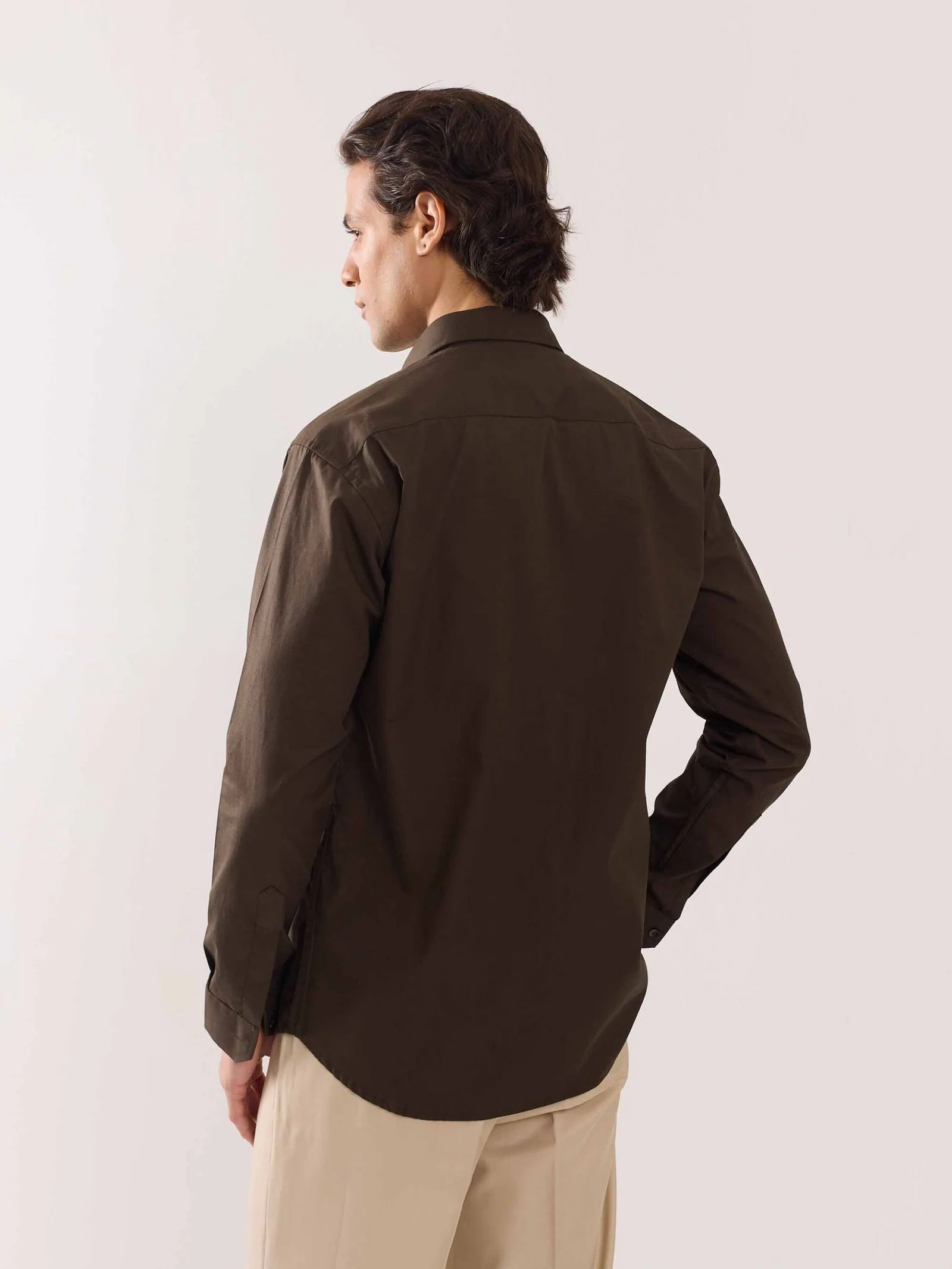 Dark Brown Poplin Shirt - Image 8